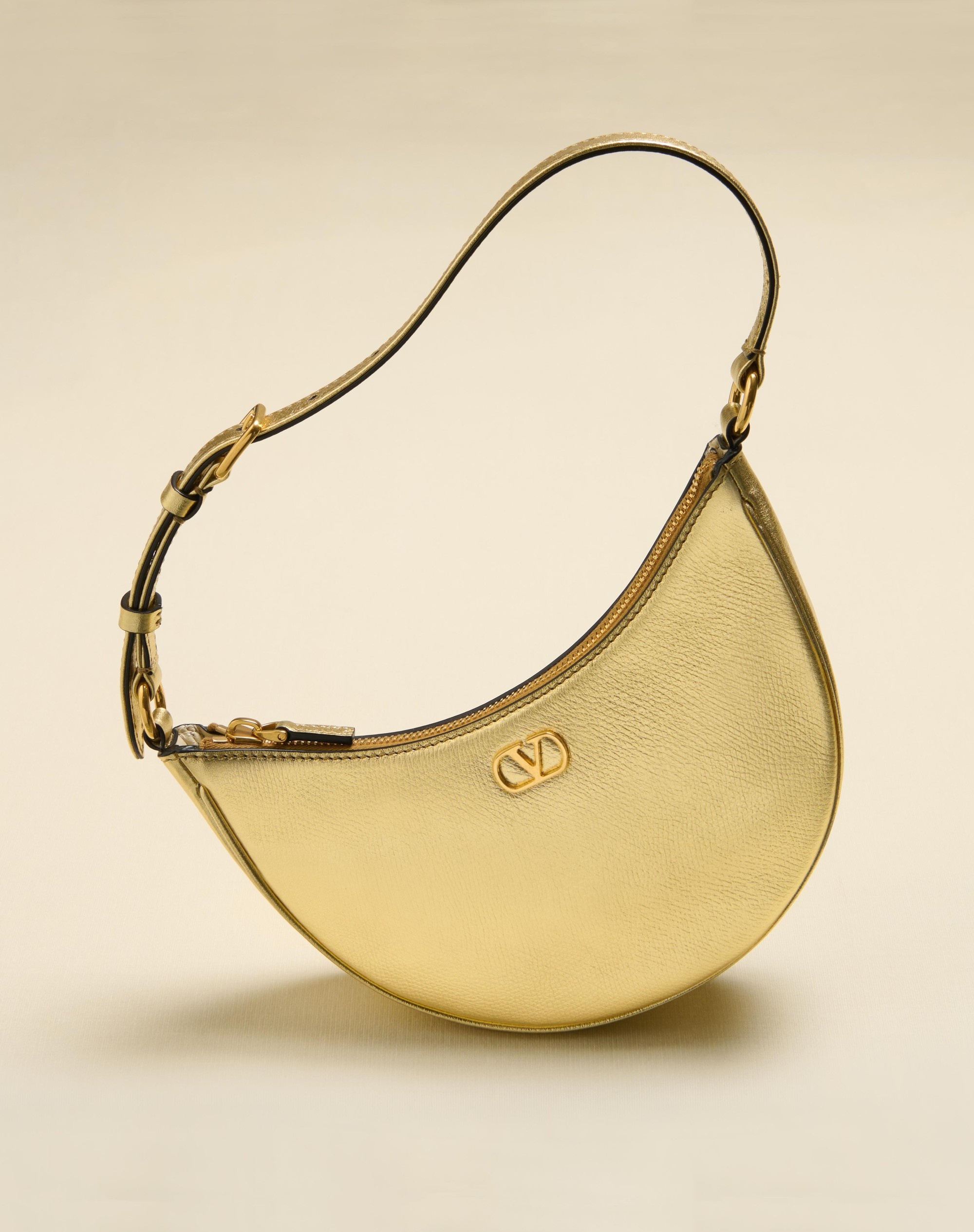 VLOGO SIGNATURE MINI HOBO BAG IN LAMINATED GRAINY CALFSKIN - 9