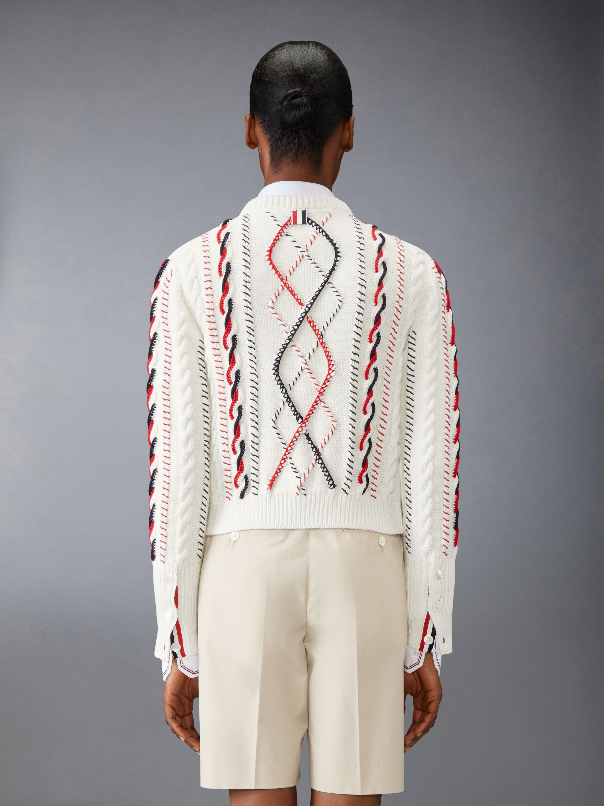 Hand Crochet Cable Knit Cropped Cardigan - 2