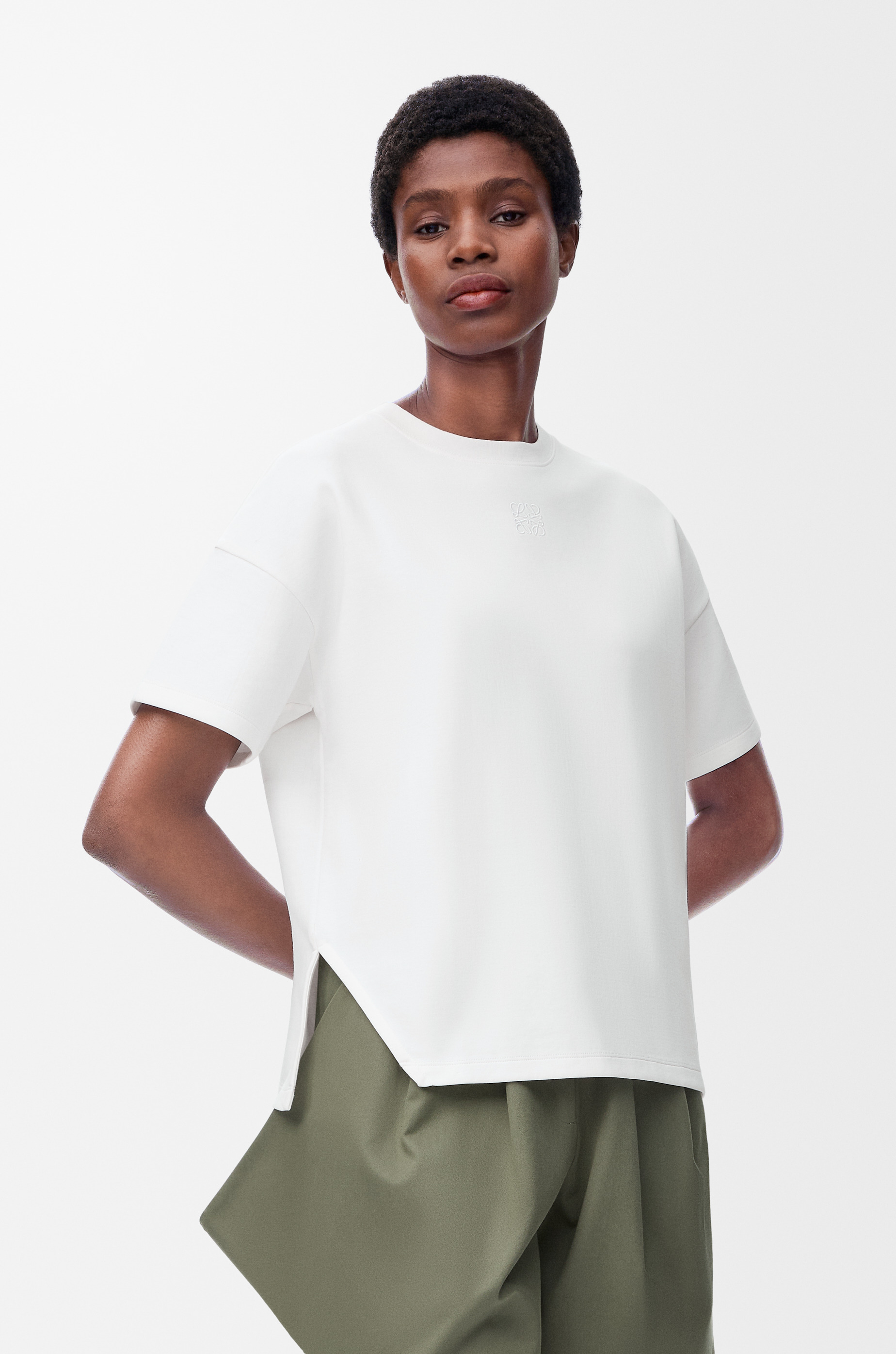 Asymmetric T-shirt in cotton blend - 3