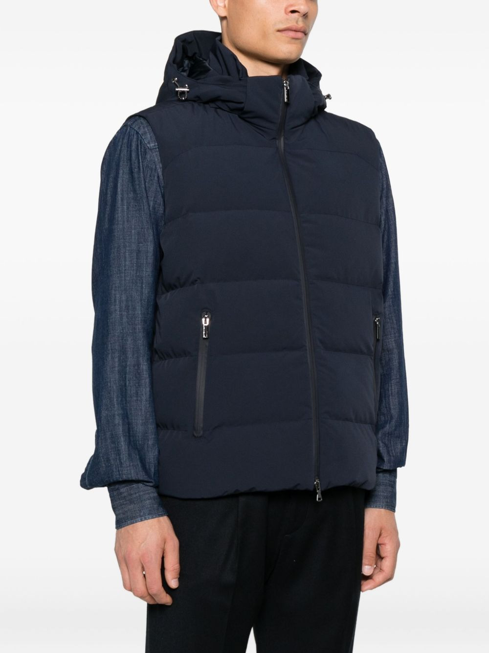 hooded quilted vest - 3
