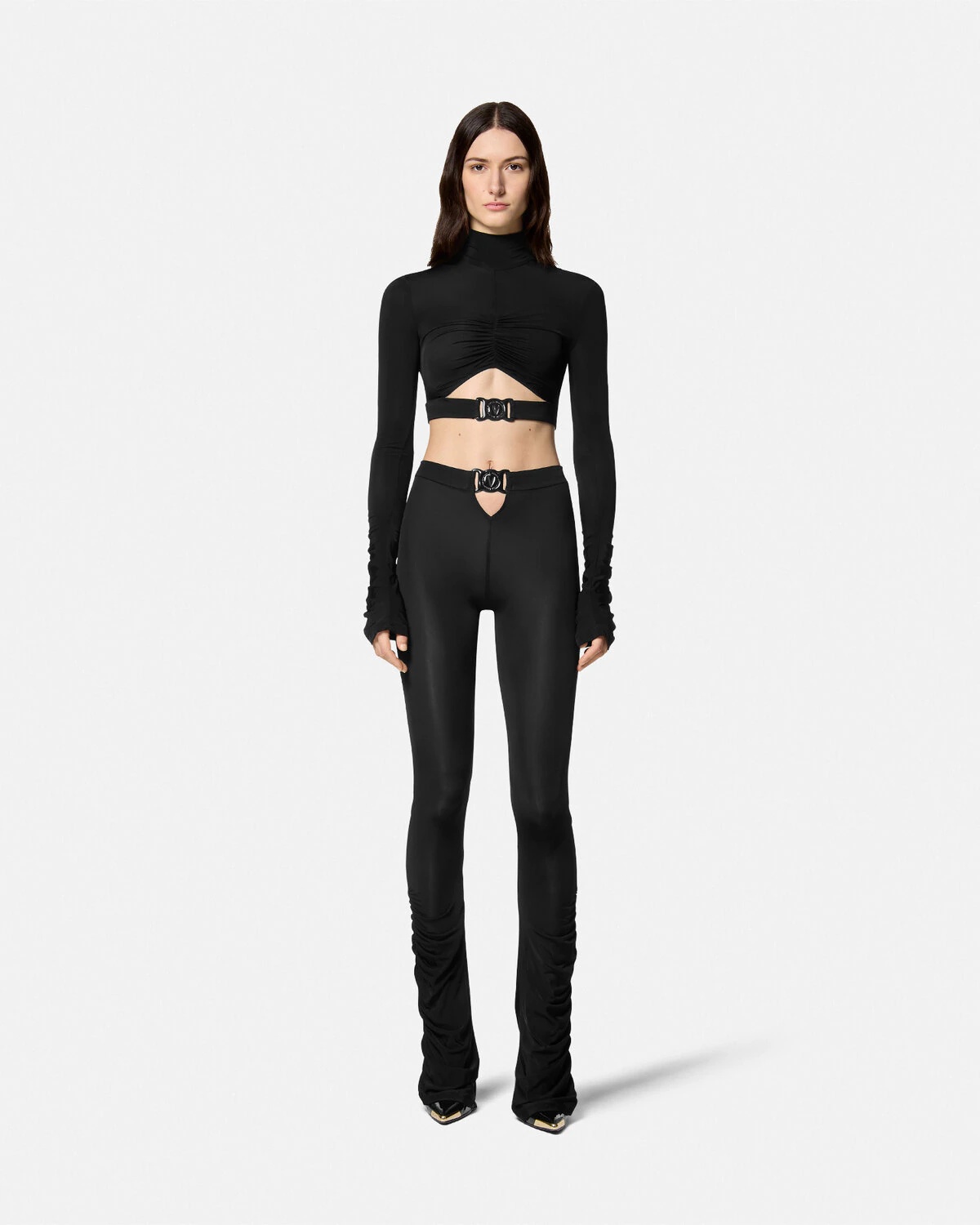 V-Emblem Ruched Pants - 2