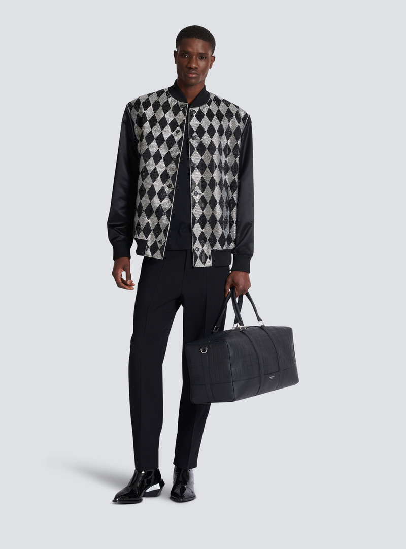 Balmain Diamond satin bomber jacket with rhinestones outlook