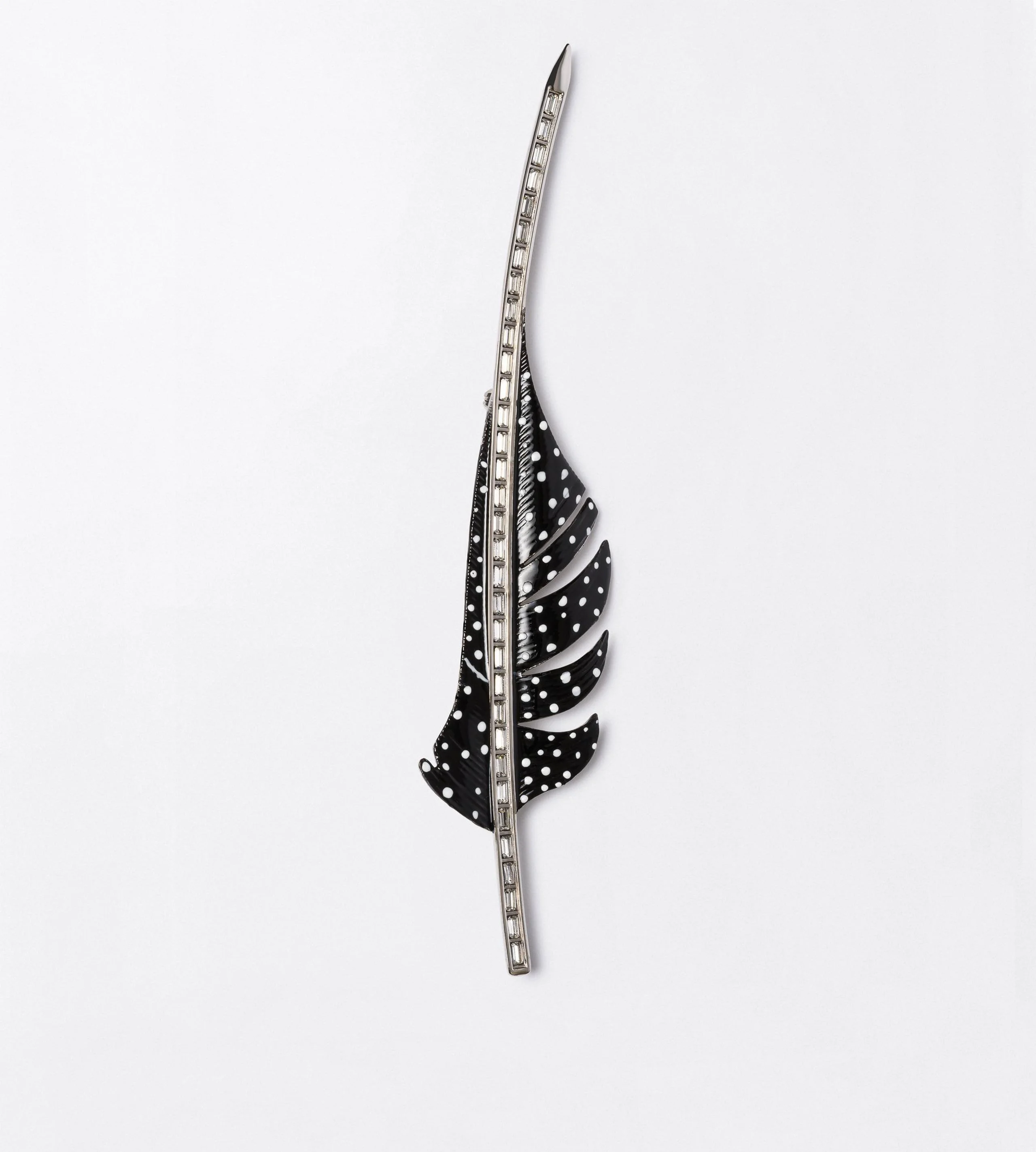 ENAMELED BRASS AND CRYSTAL-EMBELLISHED BROOCH - 1