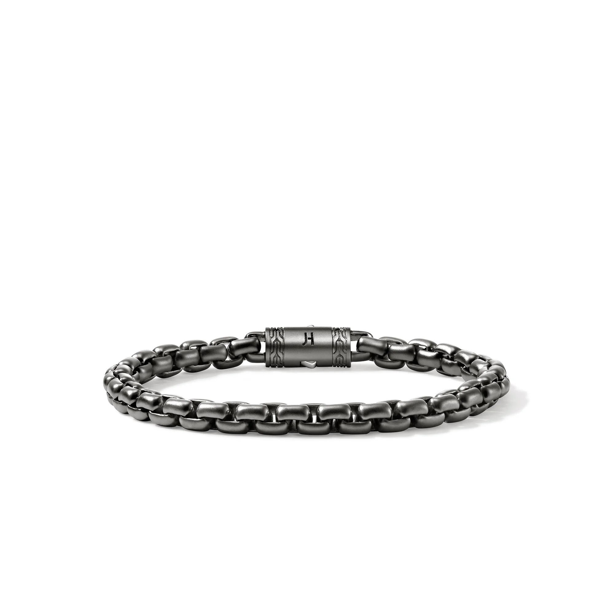 Box Chain Bracelet, Dark Silver, 6MM - 1