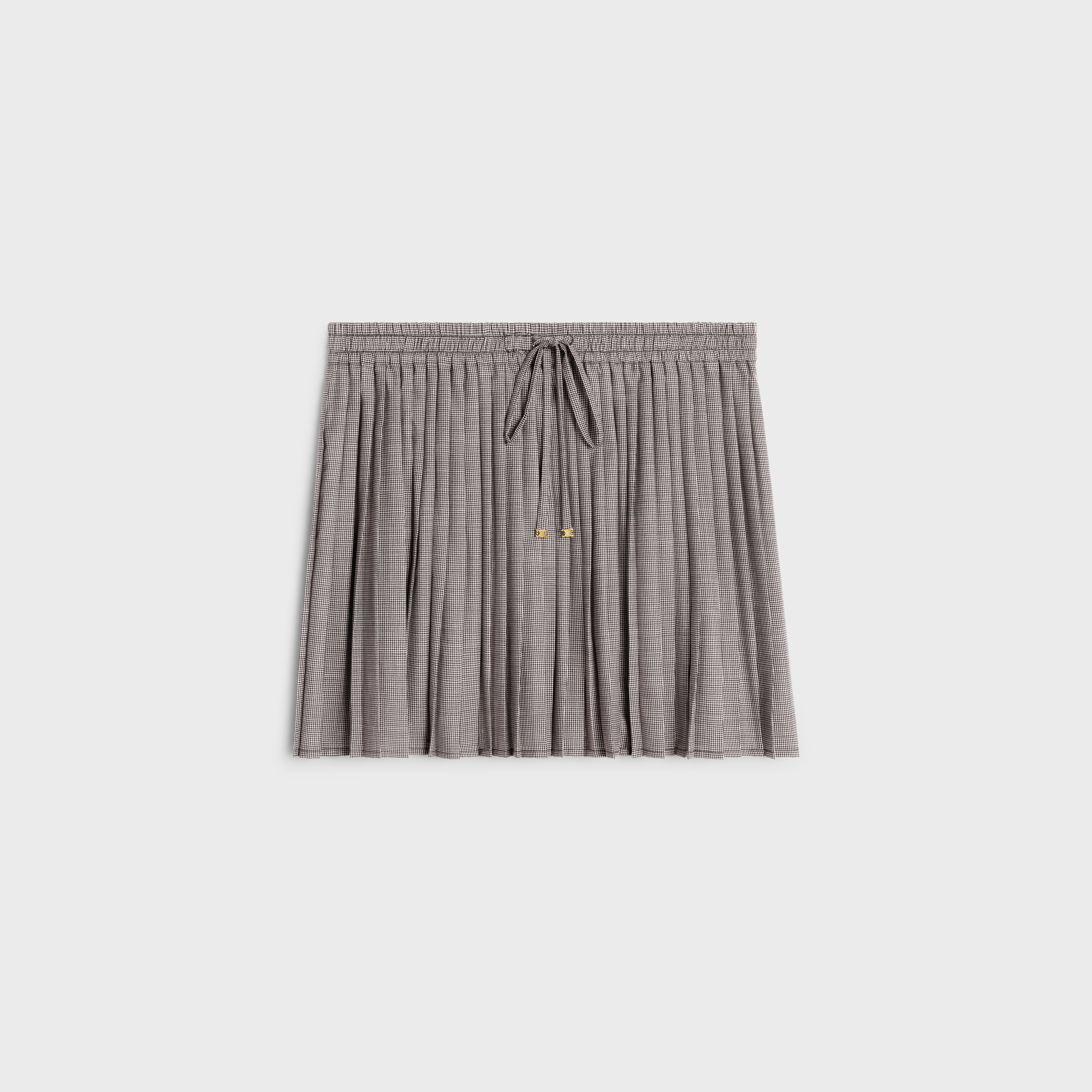 pleated pajama mini skirt in wool and silk - 1