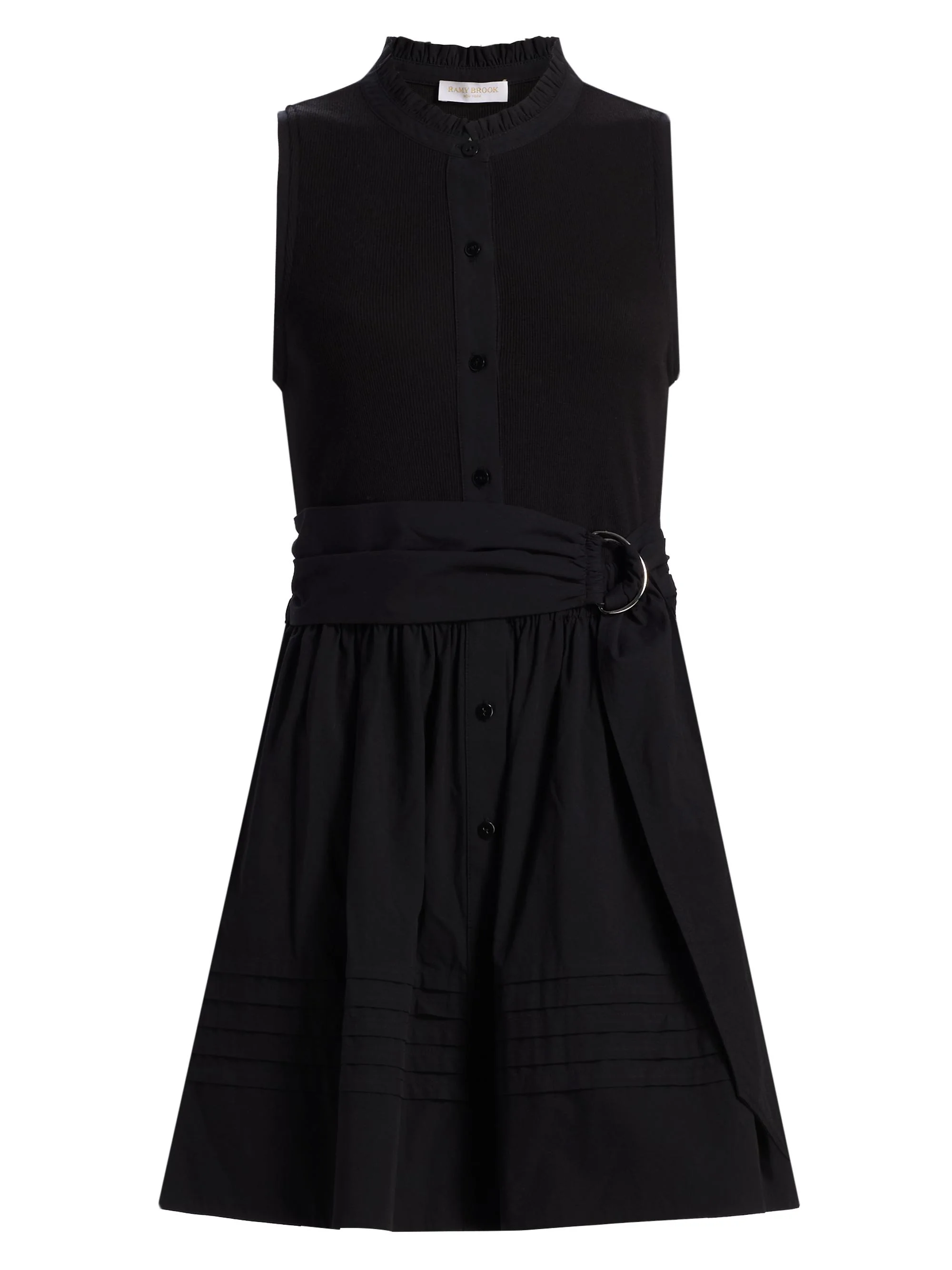 Women's Orla Cotton-Blend Belted Minidress - Black - 1
