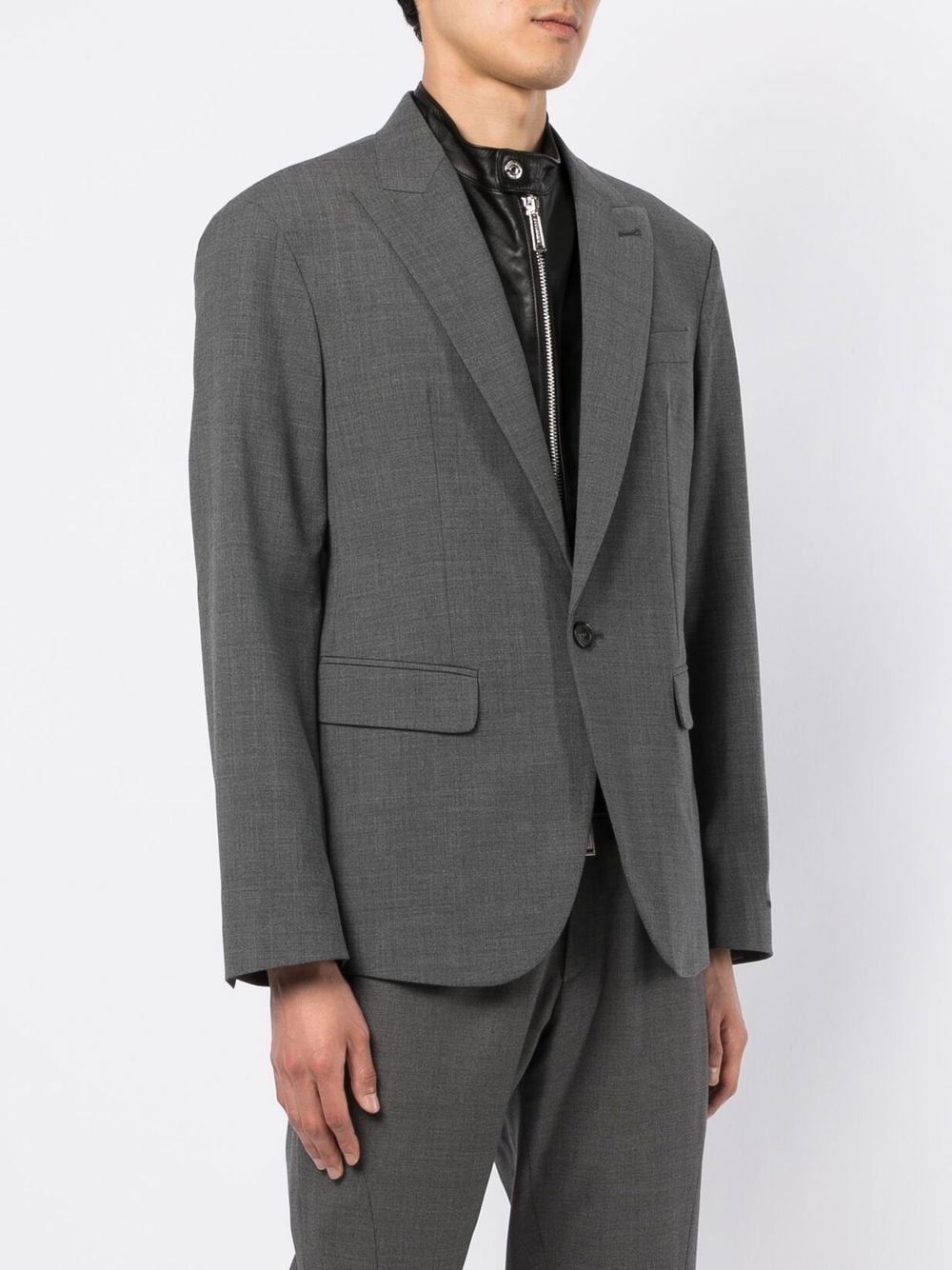 peak-lapel single-breasted blazer - 3