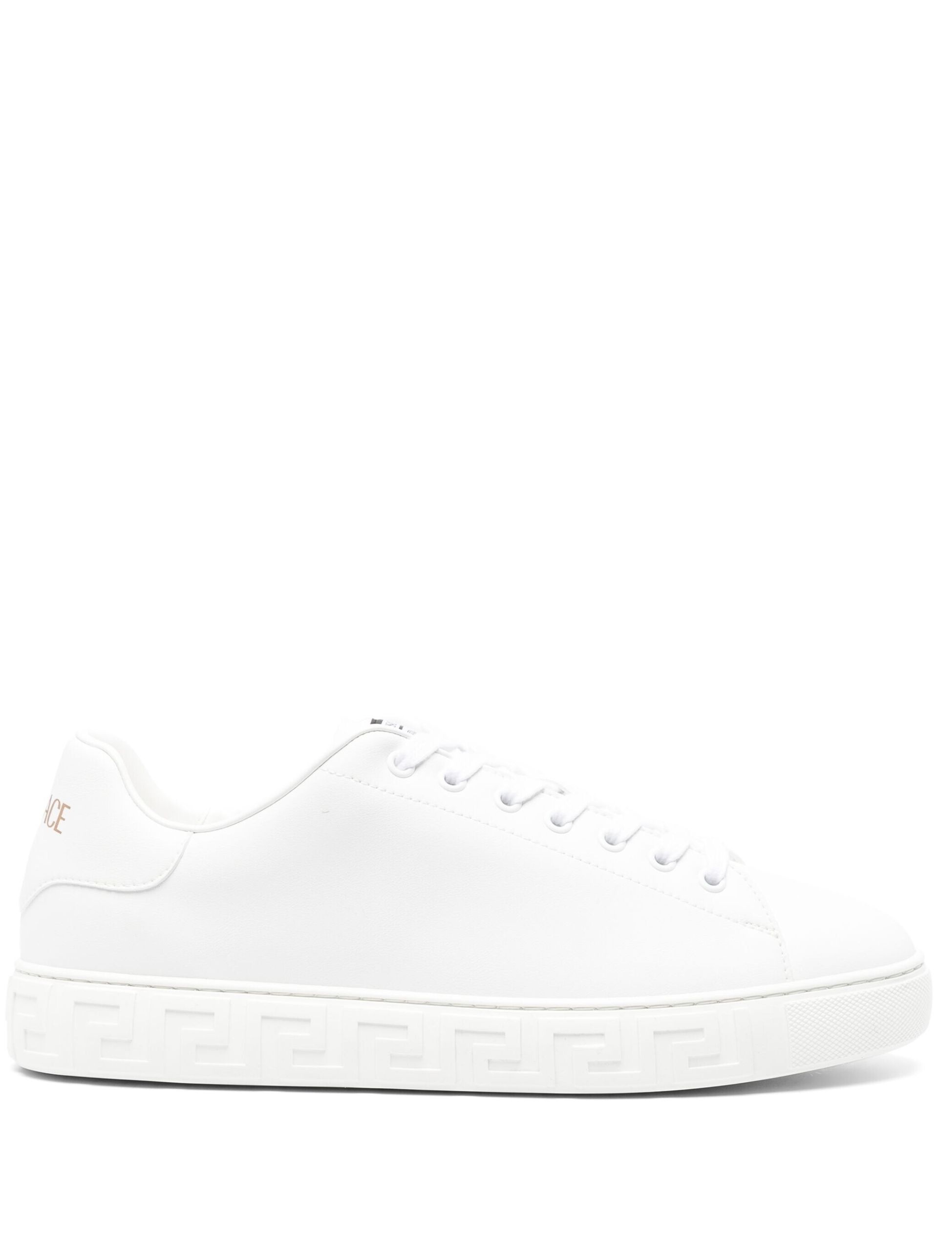 White Greca Faux Leather Sneakers - 1