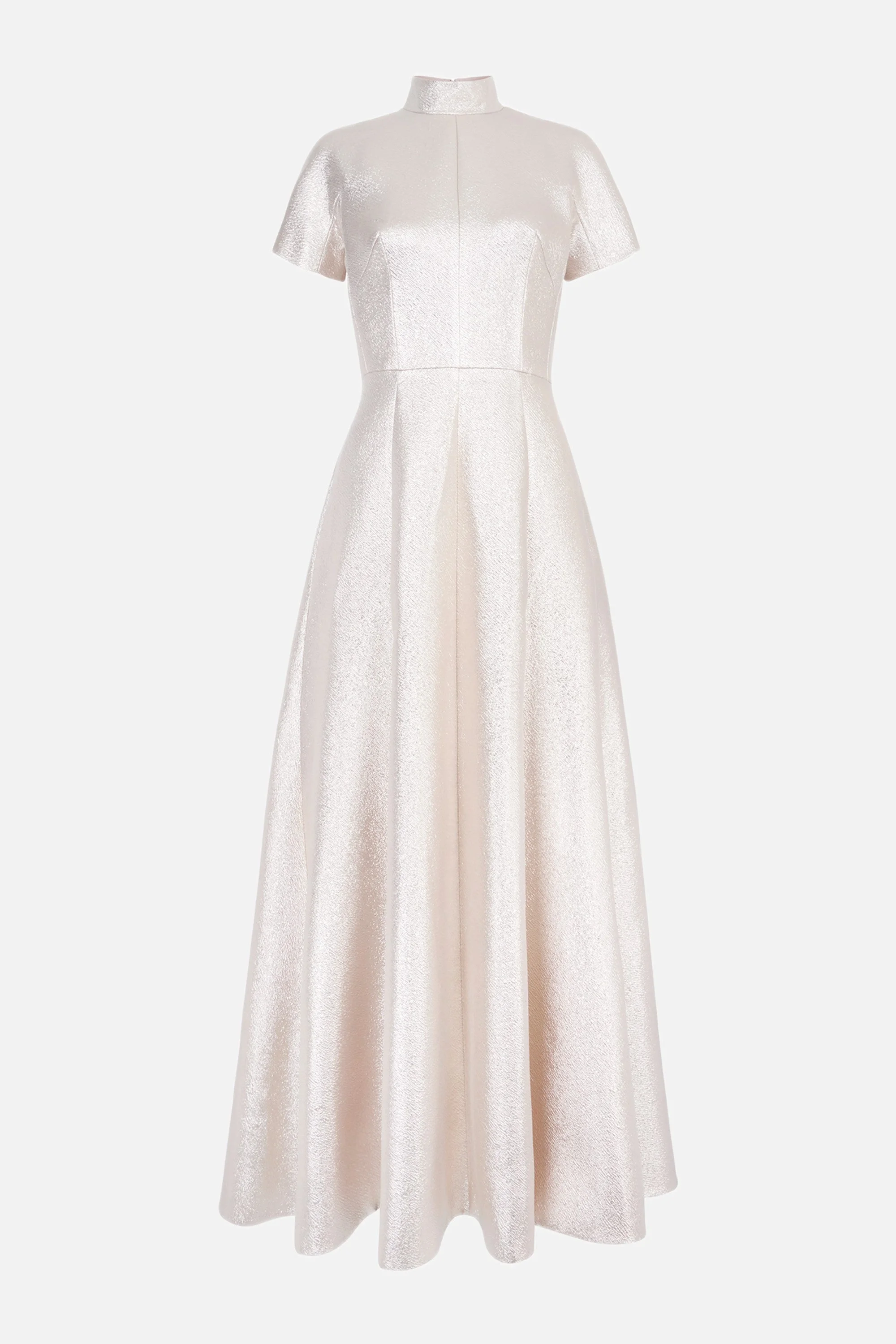 Malinda Dress in Champagne Metallic Cloque - 1
