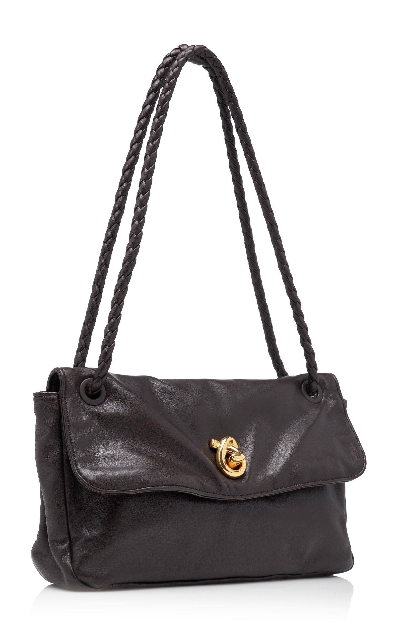 Knot Lock Leather Shoulder Bag brown - 3