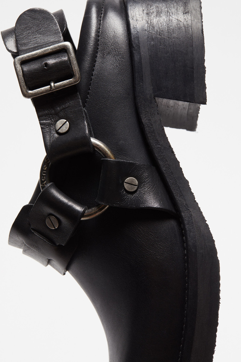 Leather buckle mule - Black 7