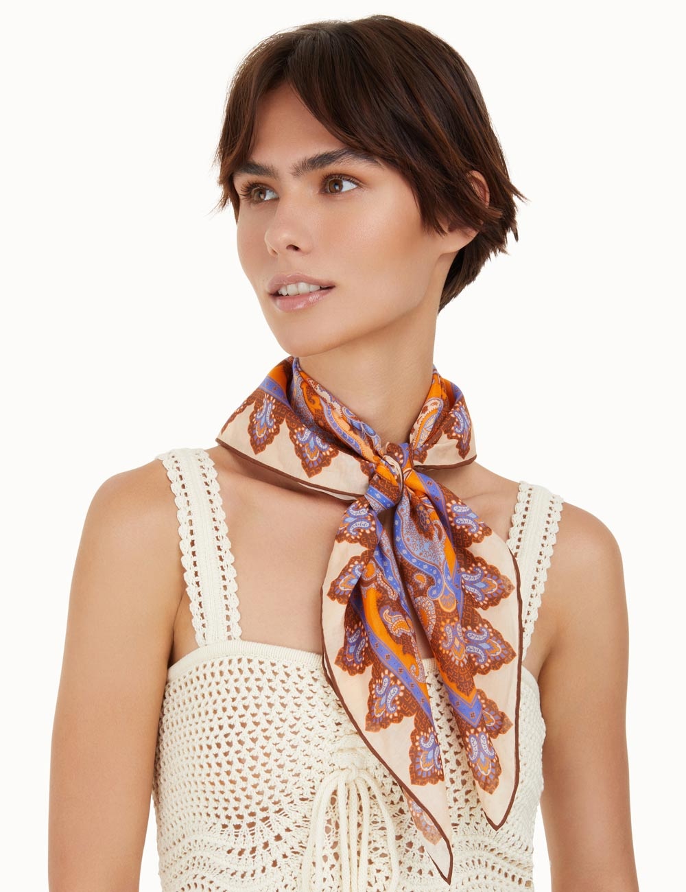 SILK COTTON SQUARE SCARF - 2