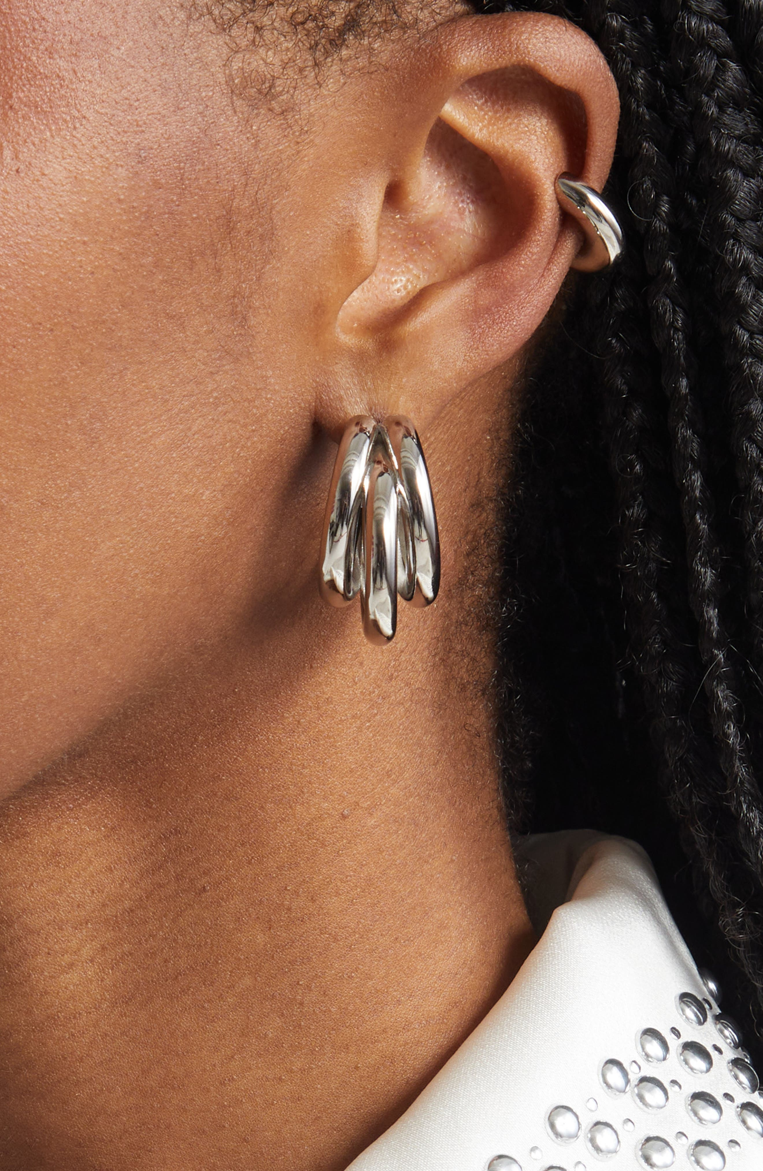 Rabanne Triple Loop Hoop Earrings & Ear Cuff Set in Silver at Nordstrom - 2