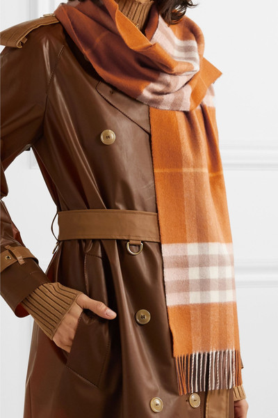 Burberry Fringed checked cashmere scarf outlook