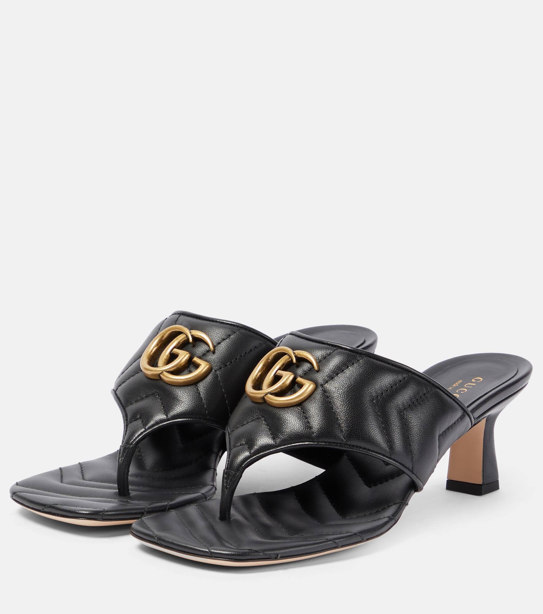 GG Marmont 55 leather thong sandals - 3