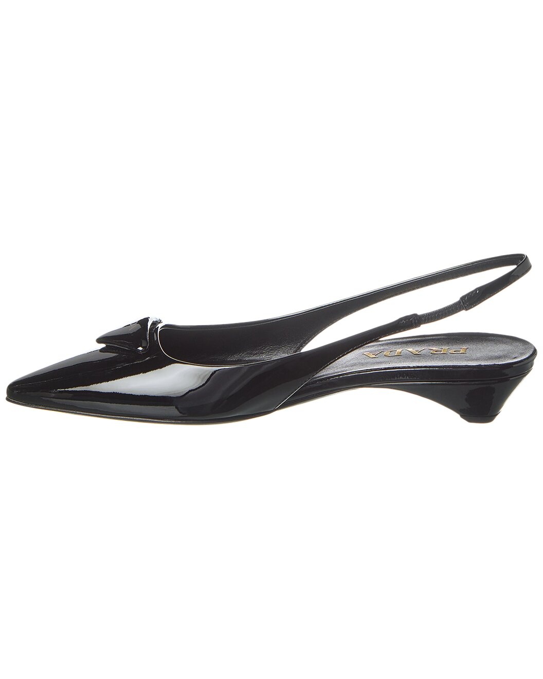 Prada Logo Patent Pointy-Toe Slingback Pump - 2