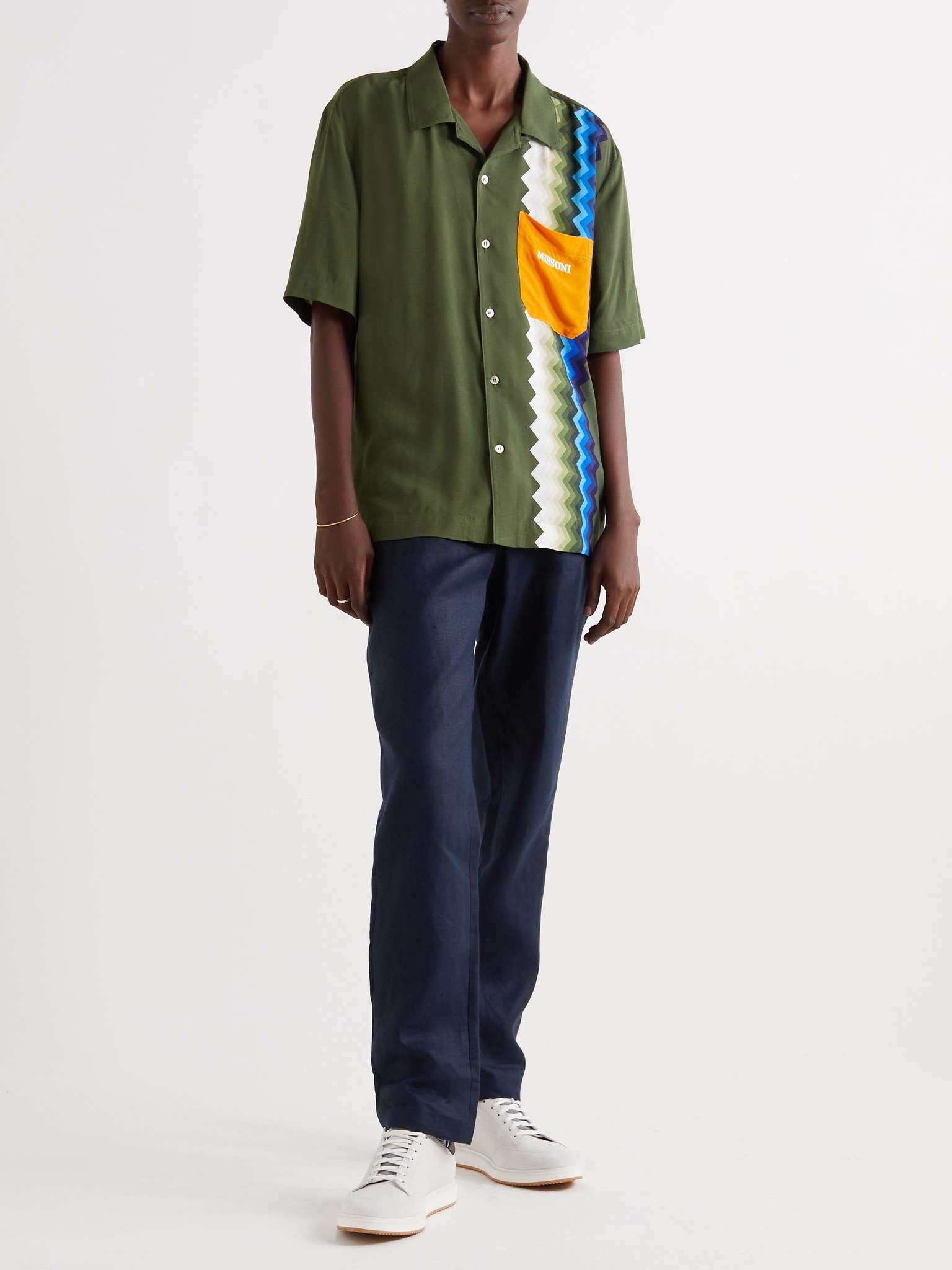 Camp-Collar Logo-Embroidered Printed Woven Shirt - 2