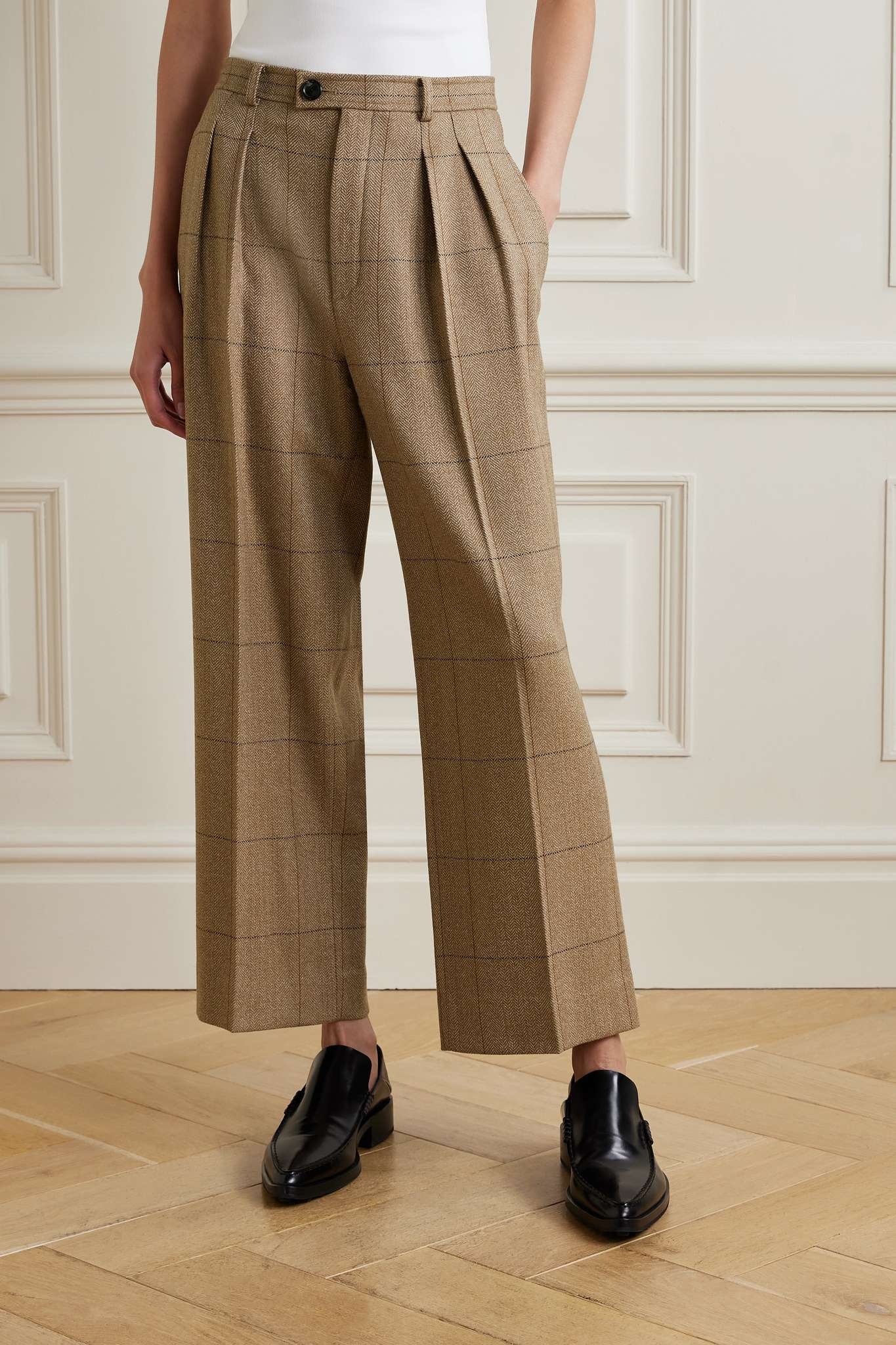 Yurik checked herringbone cashmere straight-leg pants - 3