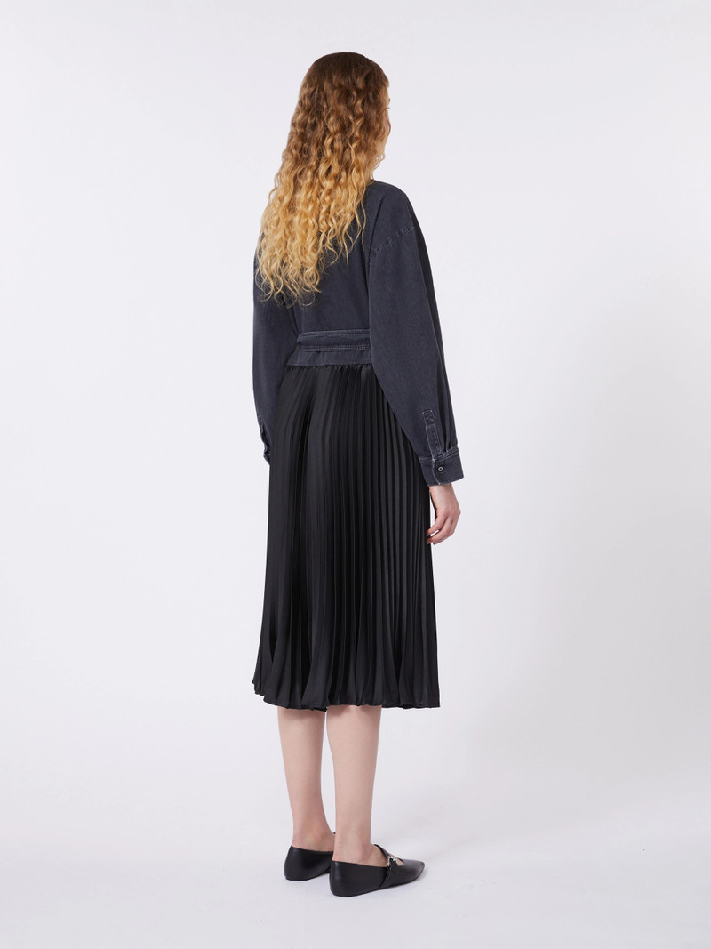 CITRATO Denim and satin shirt dress - BLACK 4