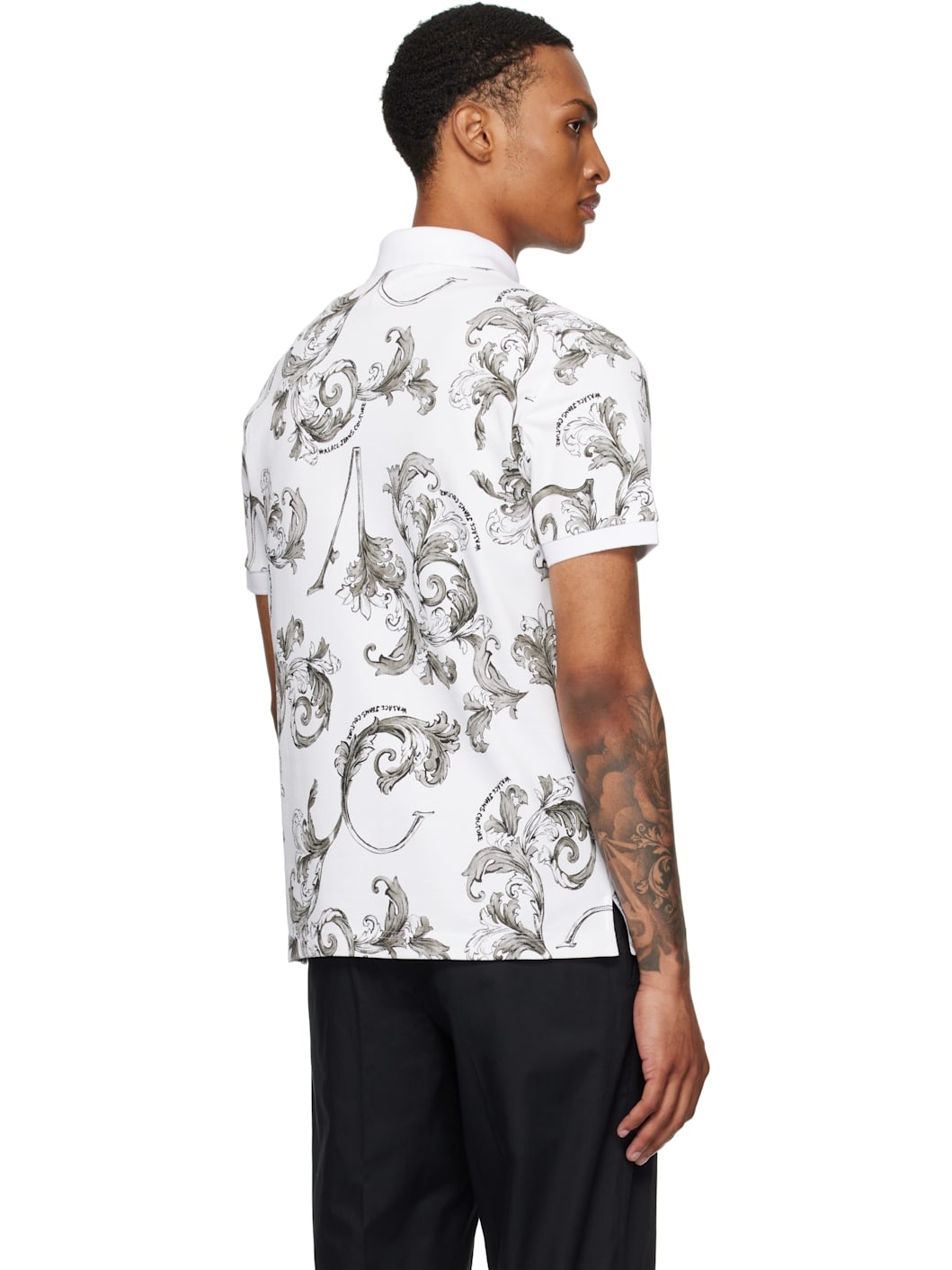 White & Gray Outline Barocco Polo - 3