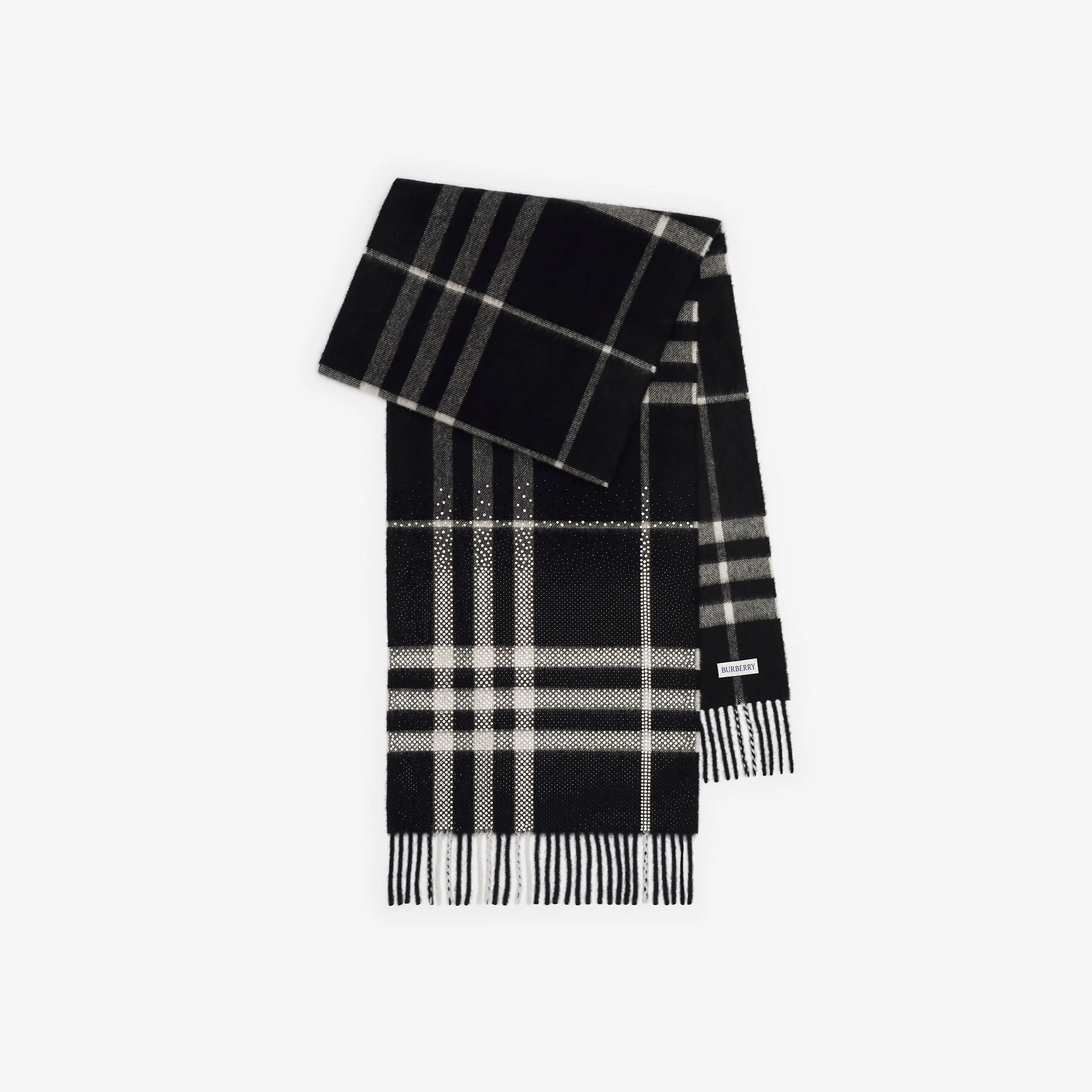 Embellished Check Cashmere Scarf - 1