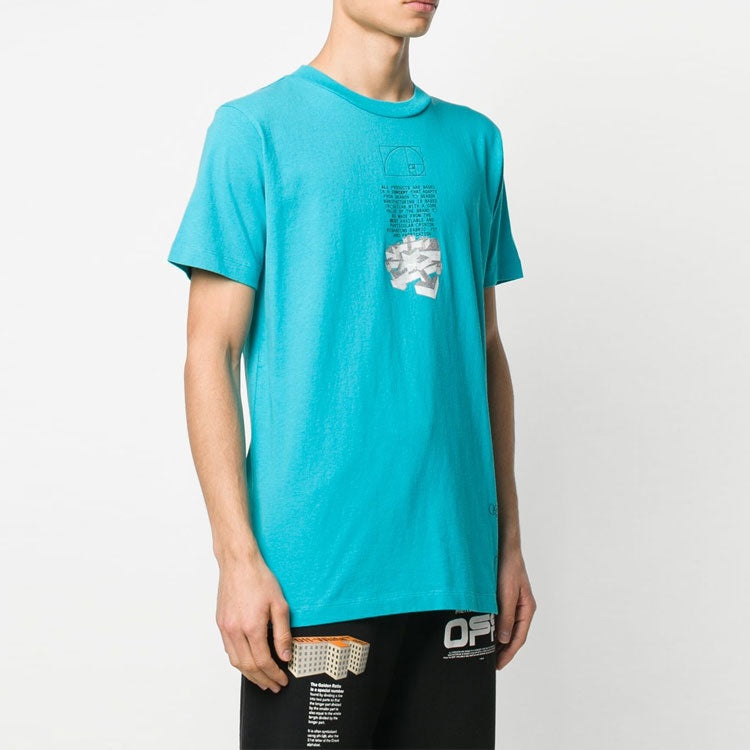 Off-White Alphabet Printing Short Sleeve Blue OMAA027R201850053901 - 3
