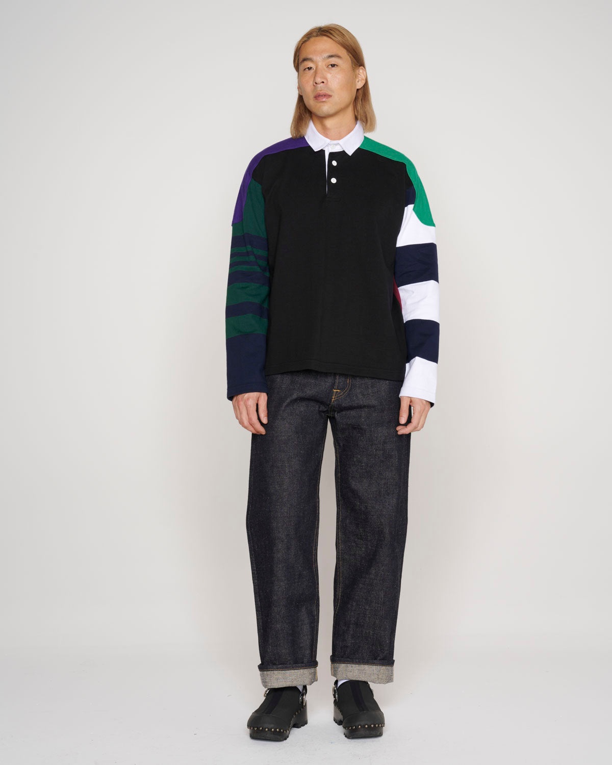 Long Sleeve Rugby Shirt - Black Multi - 7