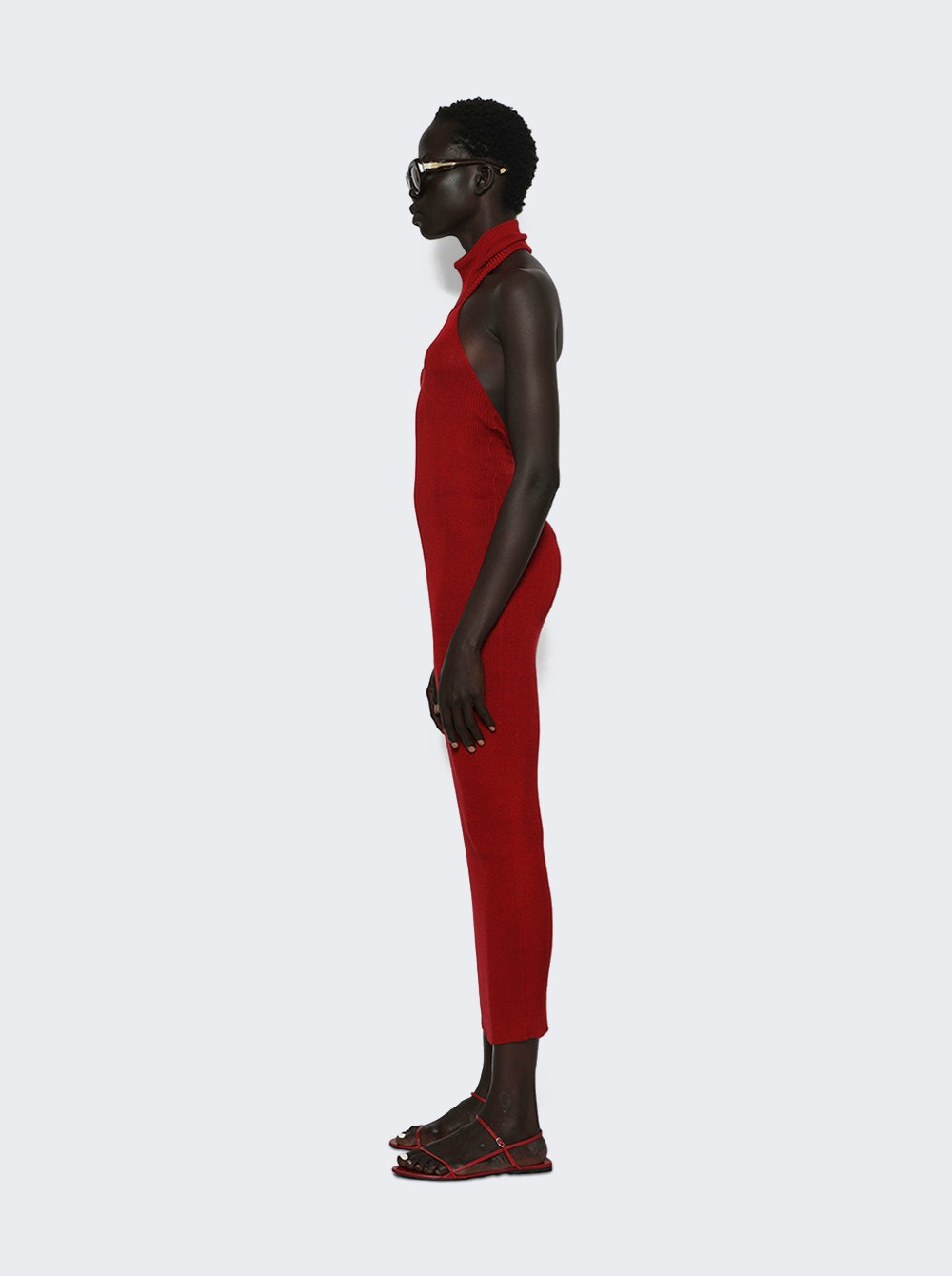 Turtleneck Midi Dress Bordeaux - 3