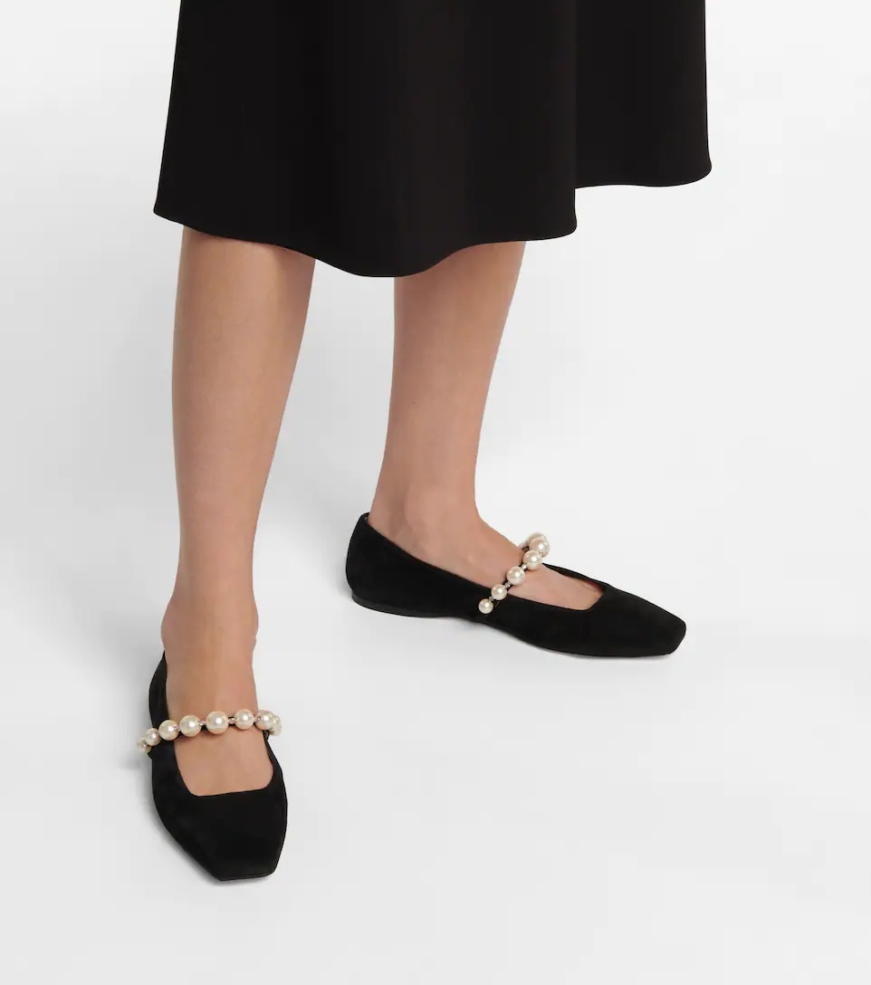 Ade embellished suede ballet flats - 4