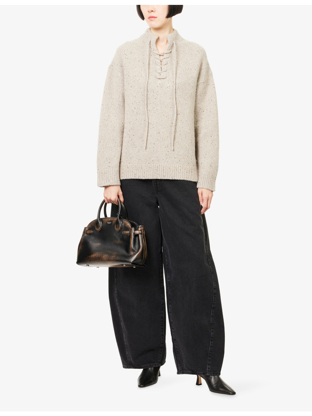 Drawstring High-Neck Wool-Blend Jumper - 2