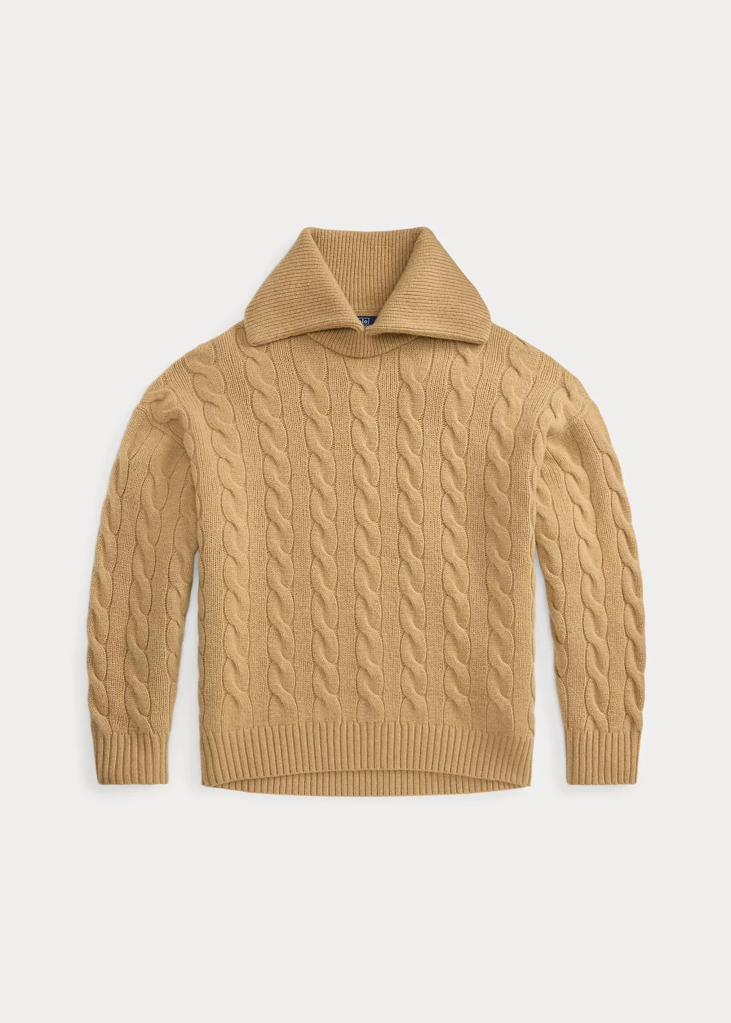 Wide-Collar Cable Wool-Cashmere Sweater - 1