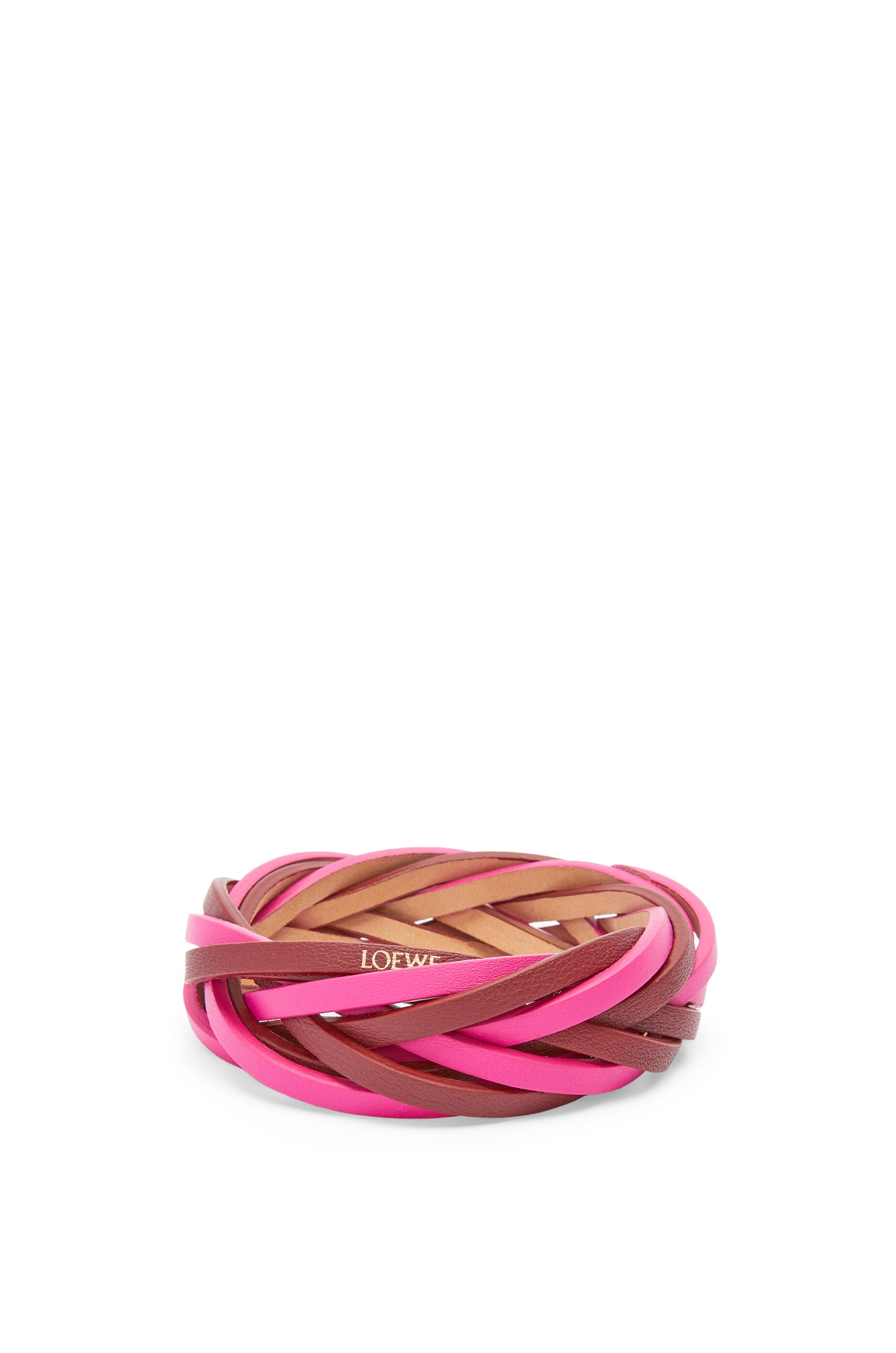 Bicolour braided bangle in calfskin - 1