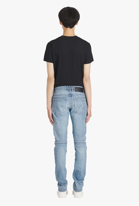Slim cut ripped blue cotton jeans - 3
