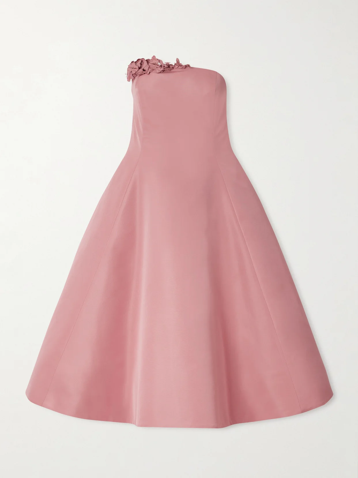 Strapless Embellished Appliquéd Faille Midi Dress - 1