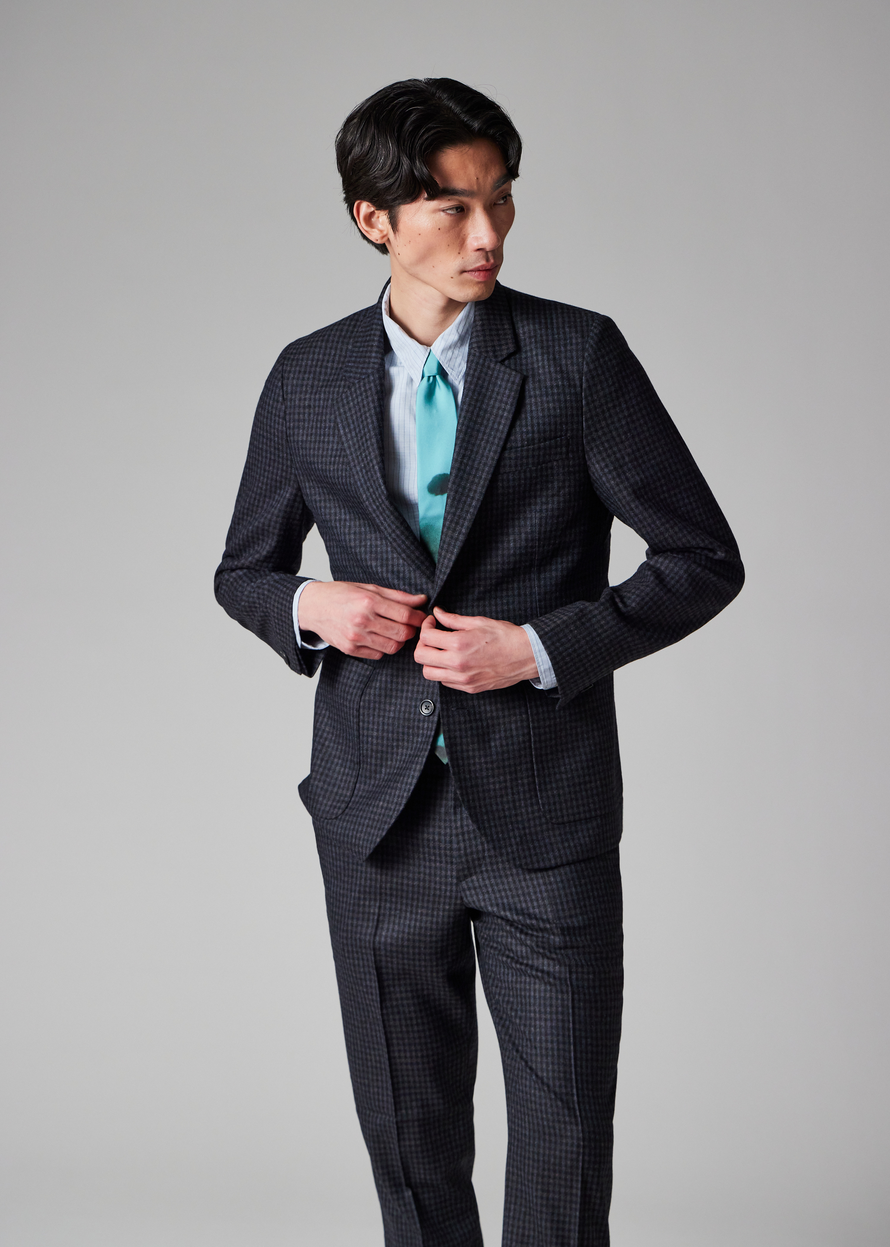 Navy Check Wool Buggy-Lined Suit - 13