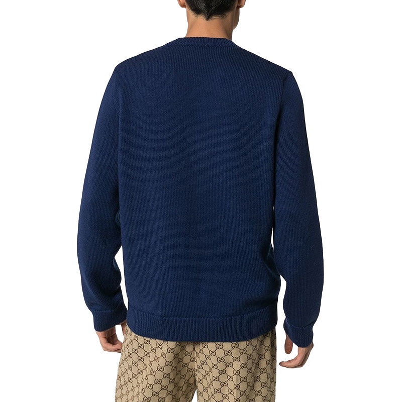Gucci GG V-neck Wool Sweater 'Blue' 577089-XKAU0-4912 - 4