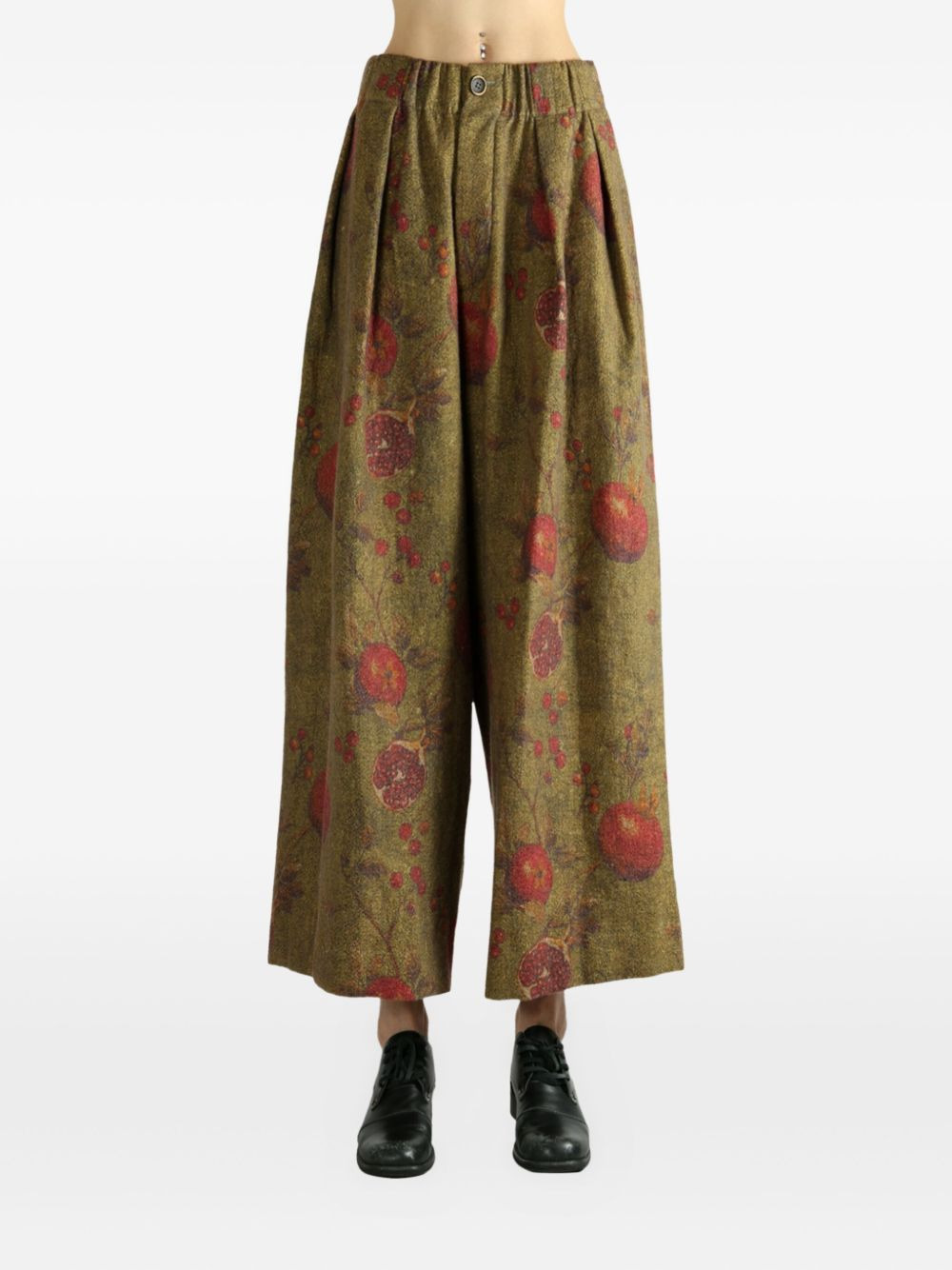 pleated fruit-print palazzo pants - 2