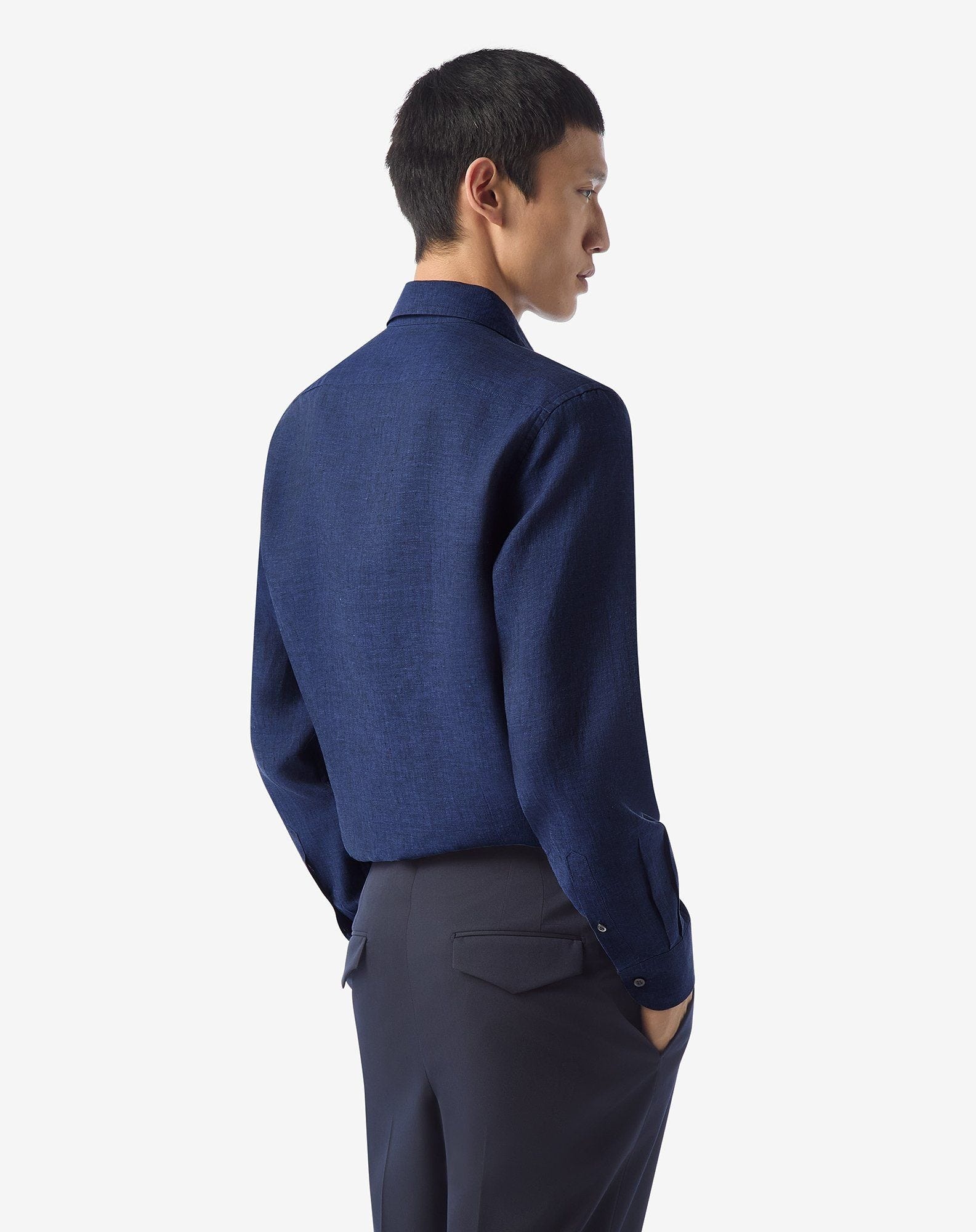 Blue pure linen shirt - 3