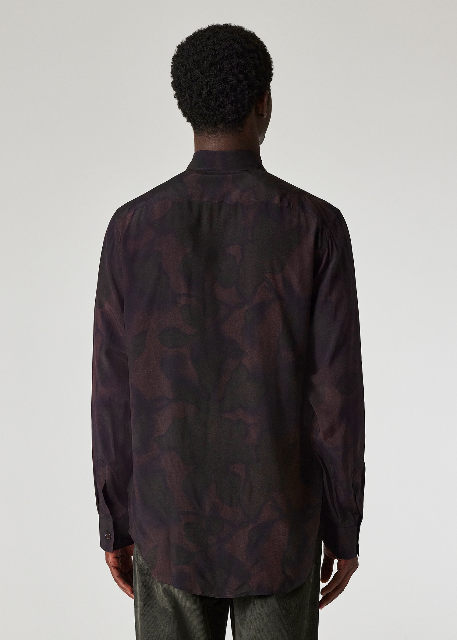 Dark Mauve 'Photogram Leaves' Viscose Shirt - 4