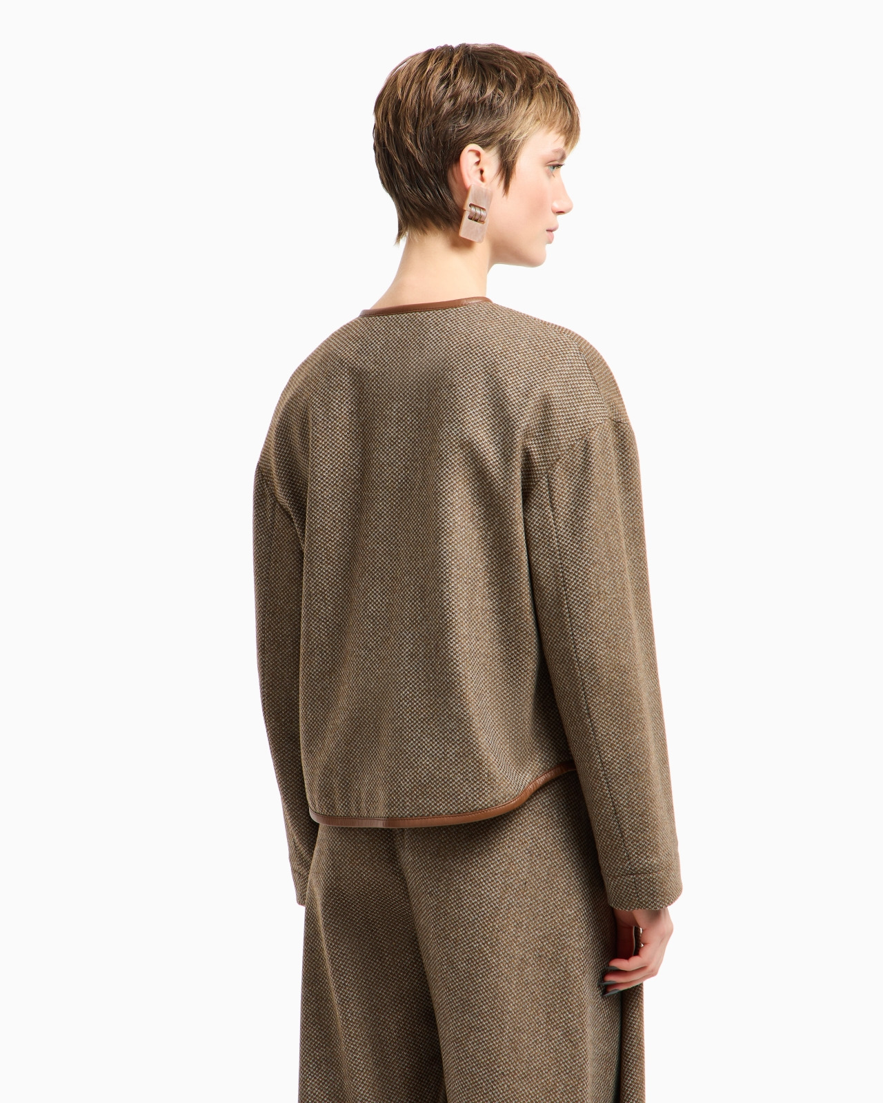 SINGLE-BREASTED JACKET IN VIRGIN WOOL AND CASHMERE WITH LEATHER DETAILS - 3