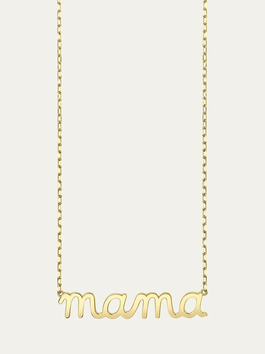 14k Gold Mama Script Necklace - 1