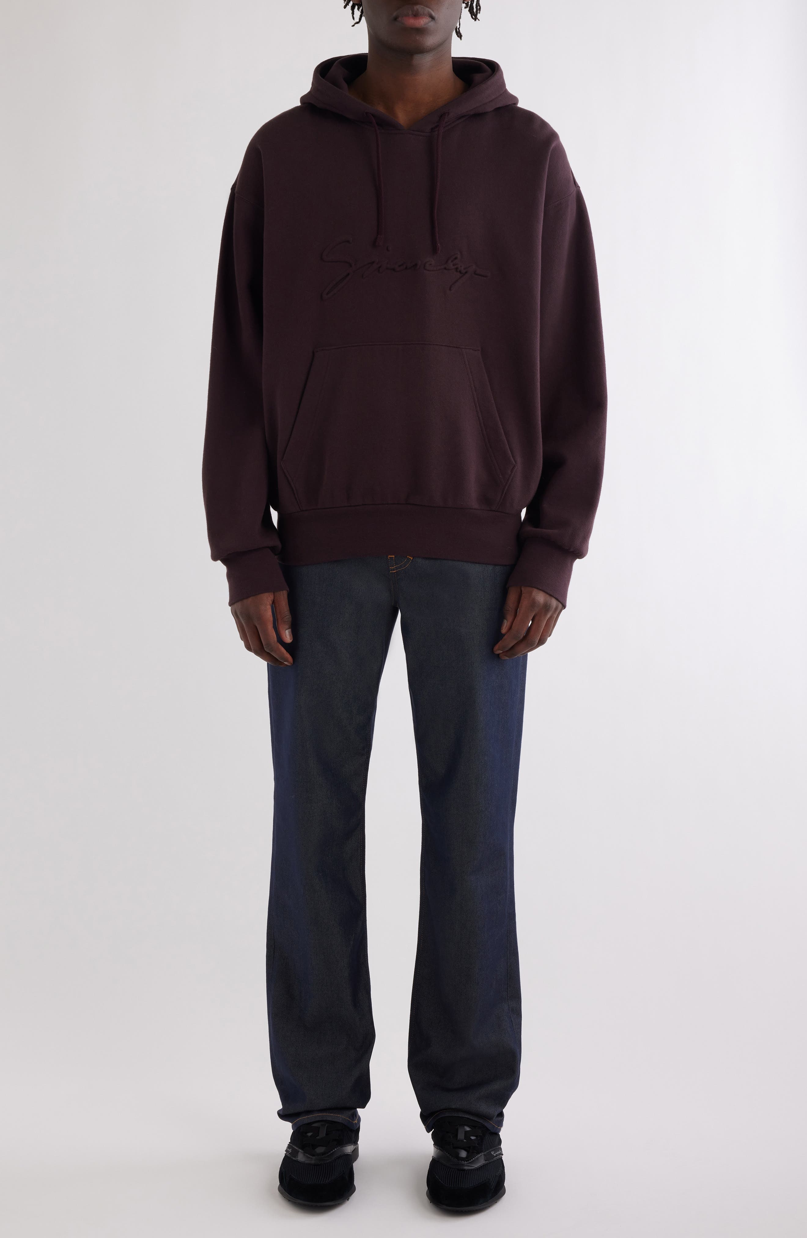 Givenchy Boxy Fit Logo Cotton Hoodie in Burgundy at Nordstrom - 2