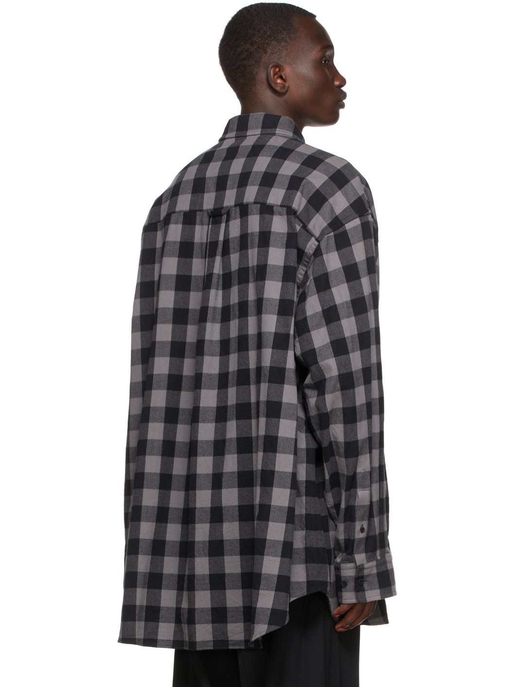 Grey & Black Flannel Snap Shirt - 3