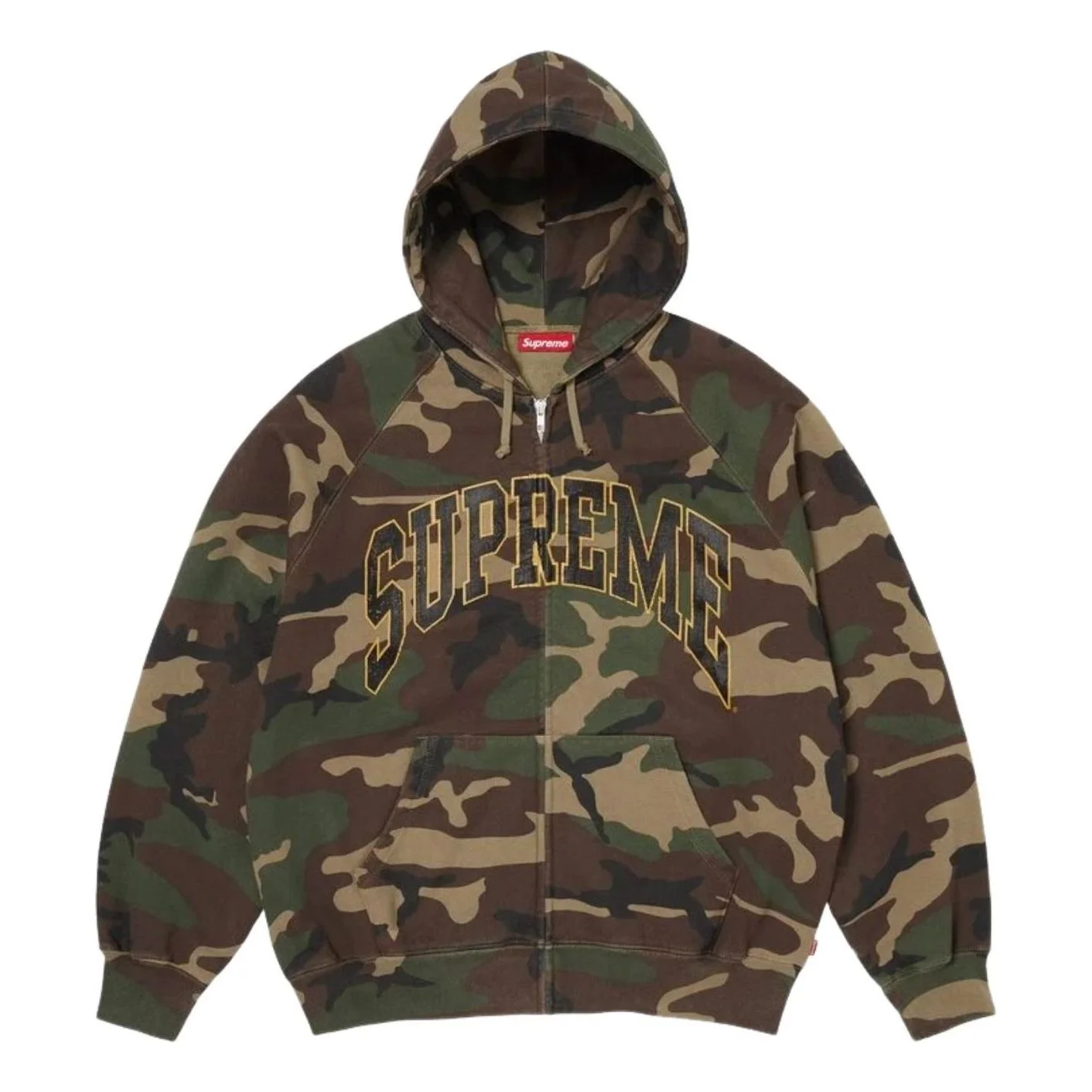 Supreme SS26 Cracked Raglan Zip Up Hooded Sweatshirt 'Woodland Camo' SUP-SS26-192-CAM - 1