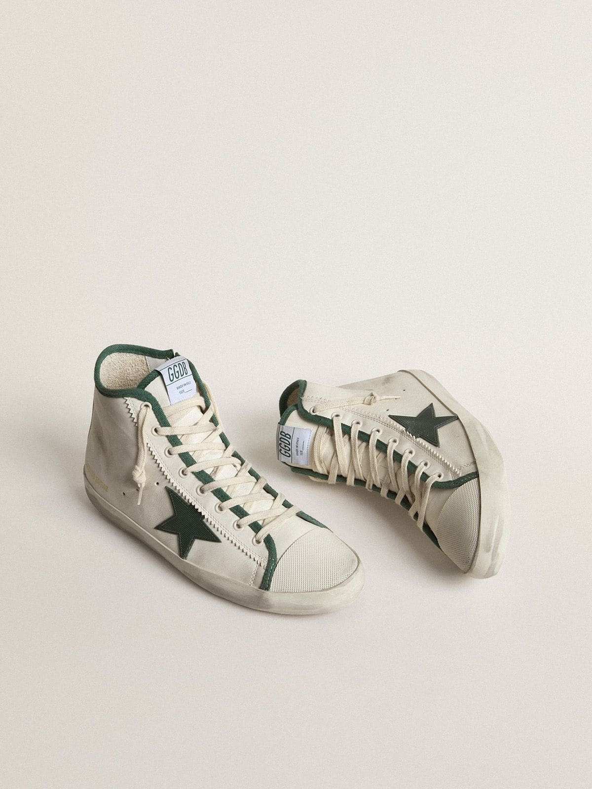 Men's Francy in white nappa leather with green rubber star - 2