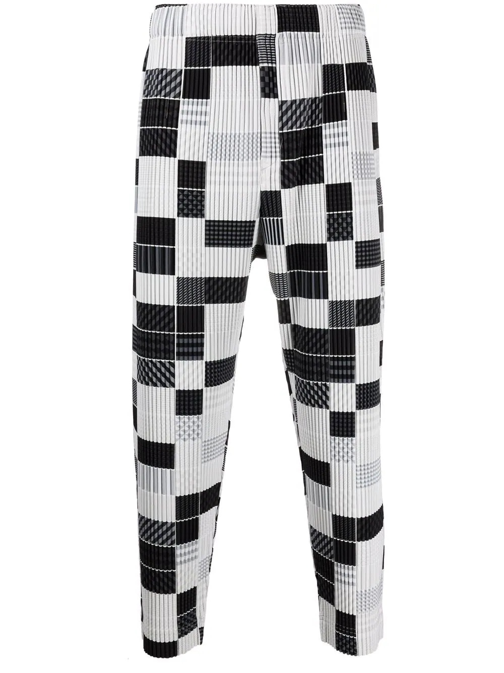 pleated check-print trousers - 1