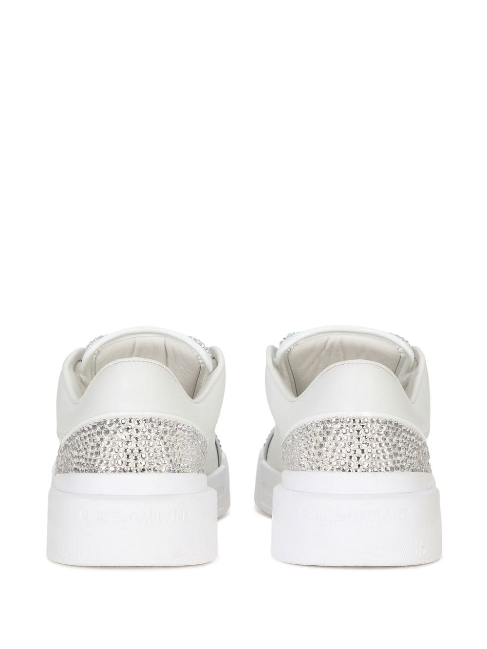 rhinestone-embellished leather sneakers - 3