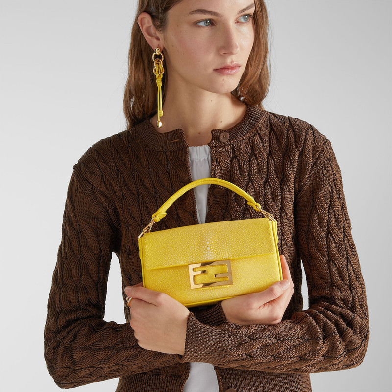 FENDI Baguette® Mini Broom yellow stingray bag outlook