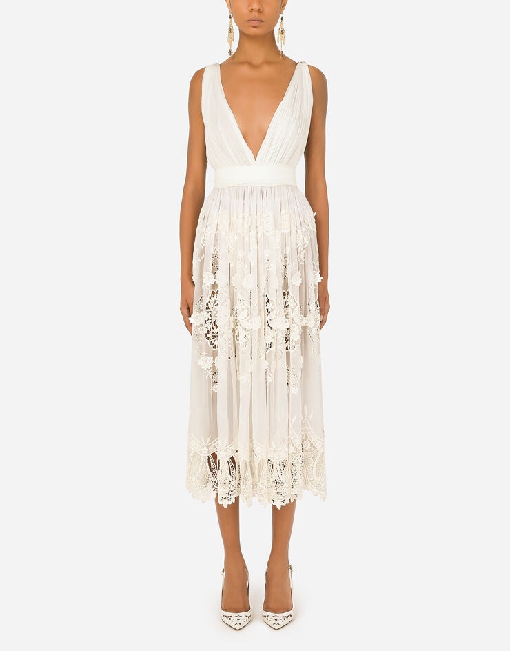 Long chiffon dress with crystal mesh embroidery - 1