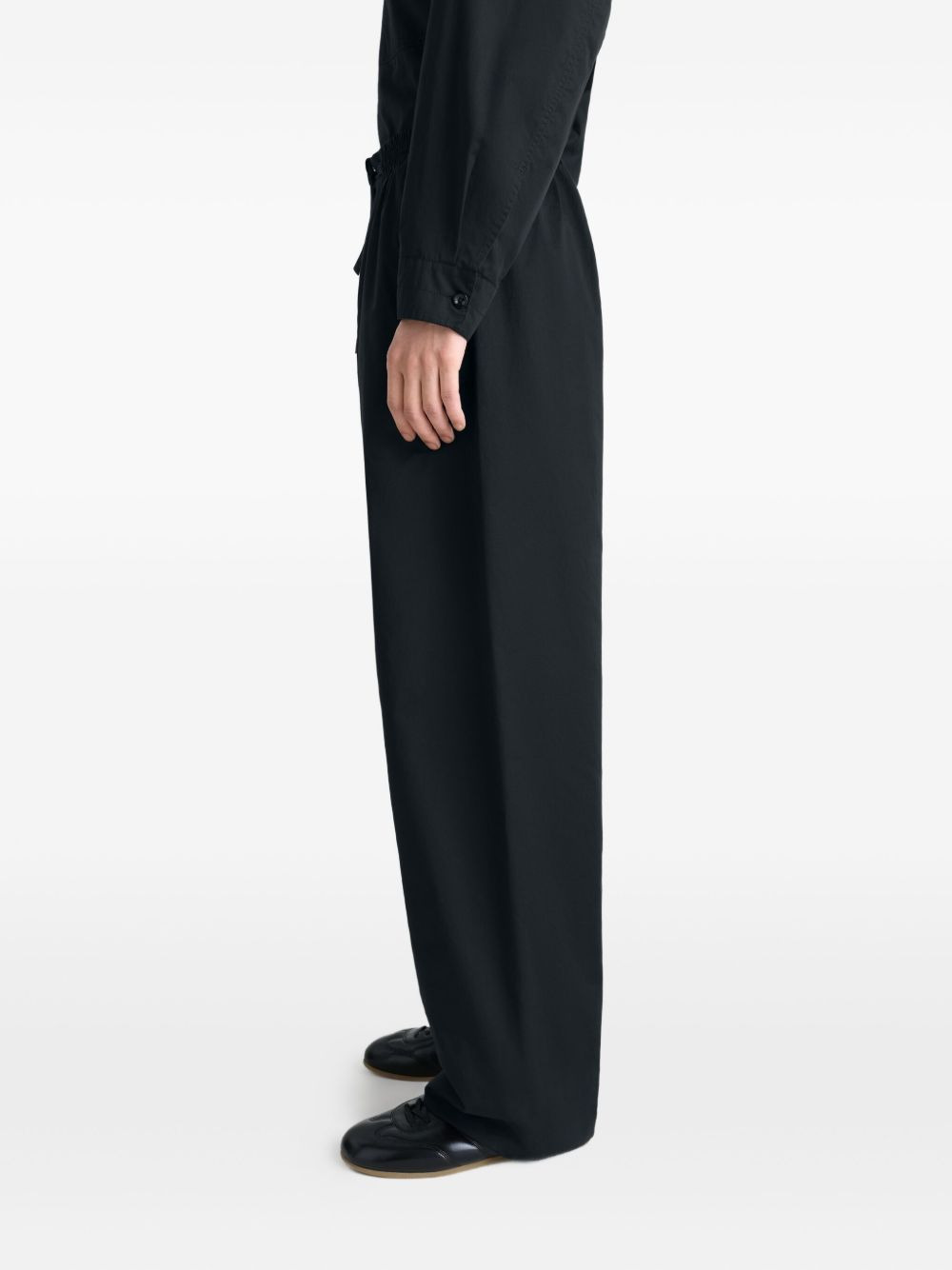 elasticated-waist cotton straight-leg trousers - 4